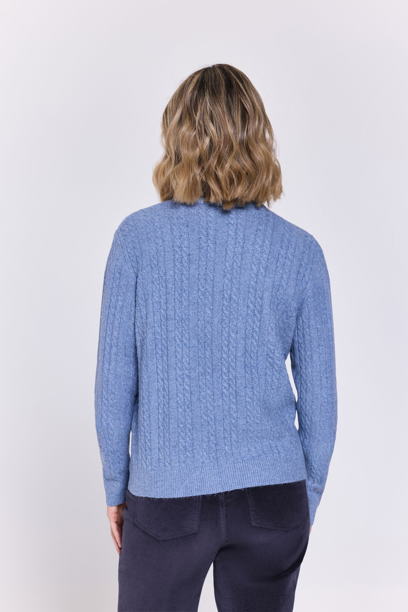 Milano Jersey de cuello redondo ajustado trenzado estructurado Azul