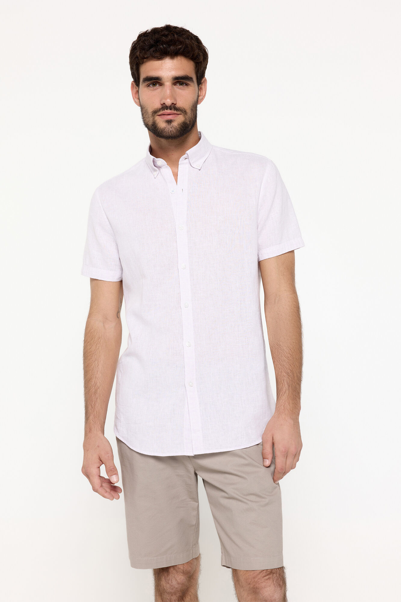 Pedro del Hierro Camisa Lino Micro Pata de Gallo