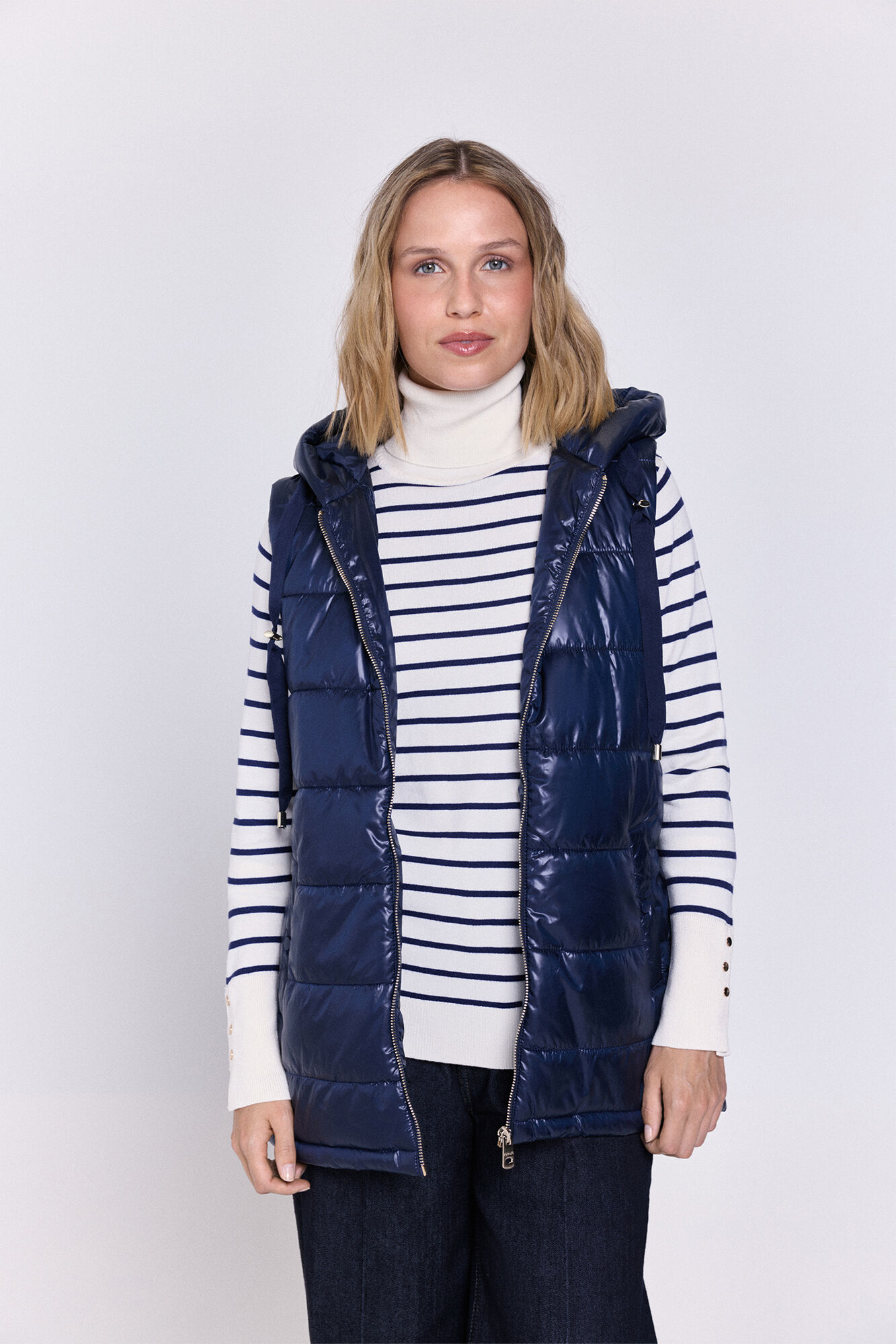 Milano Acolchado chaleco con capucha Navy