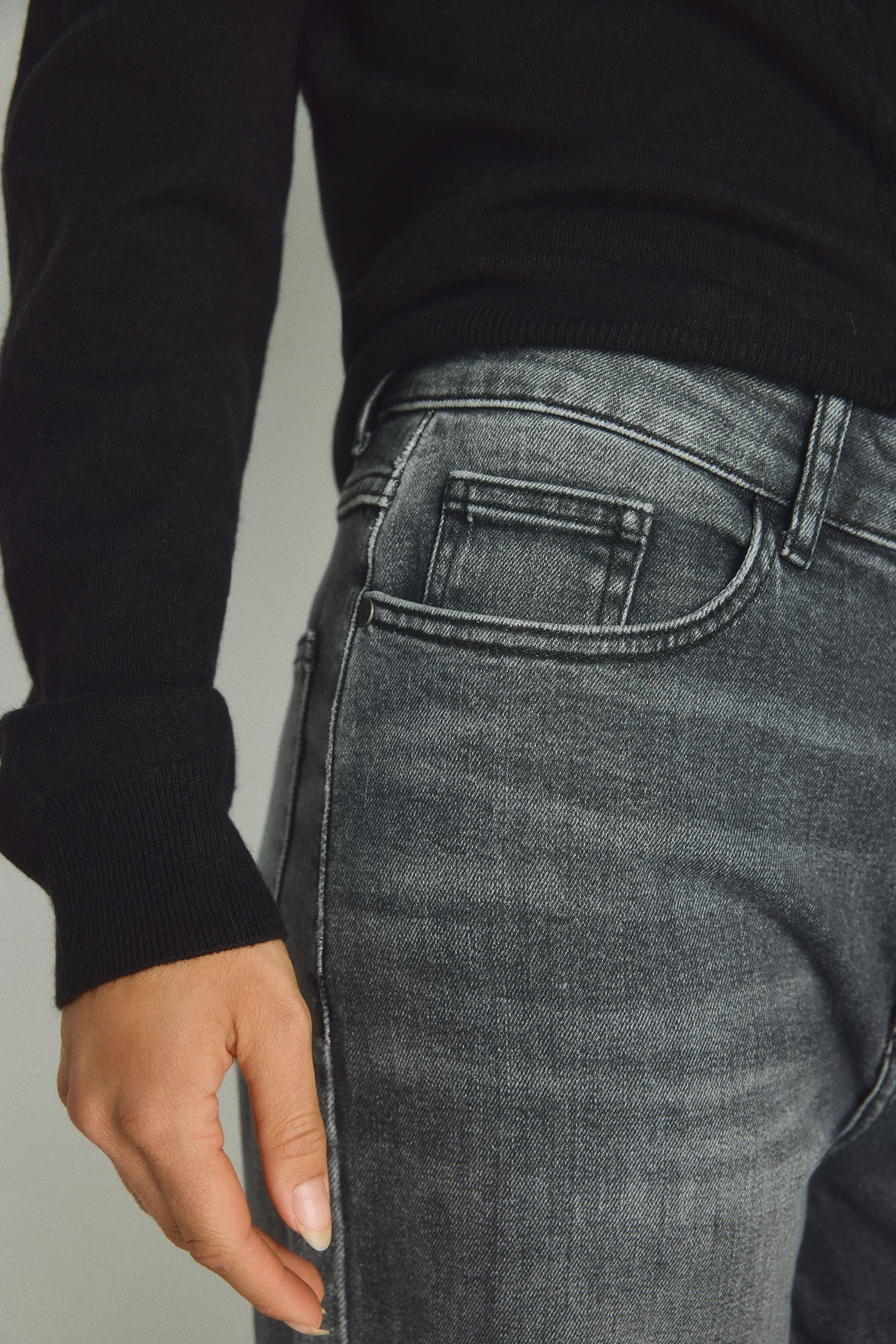 Milano Pantal&oacute;n de mezclilla ancho Gris