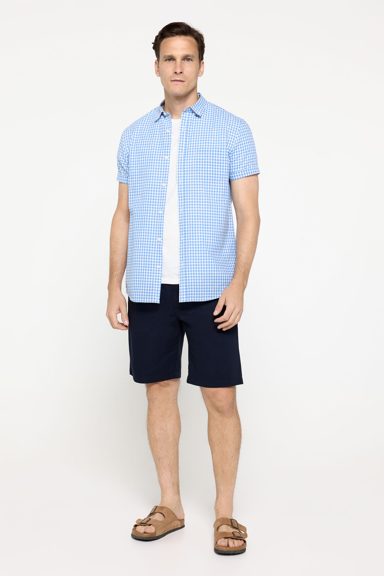 Milano Camisa sport de manga corta de cuadros.   Azul