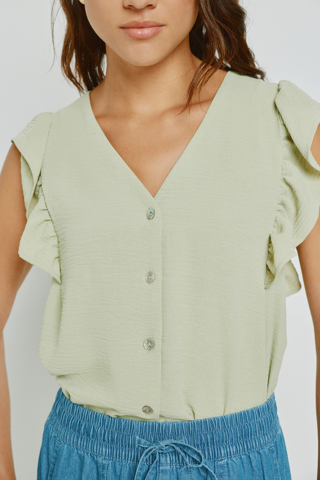 Milano Blusa con volantes Verde