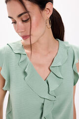 Milano Blusa fluida con volantes Verde