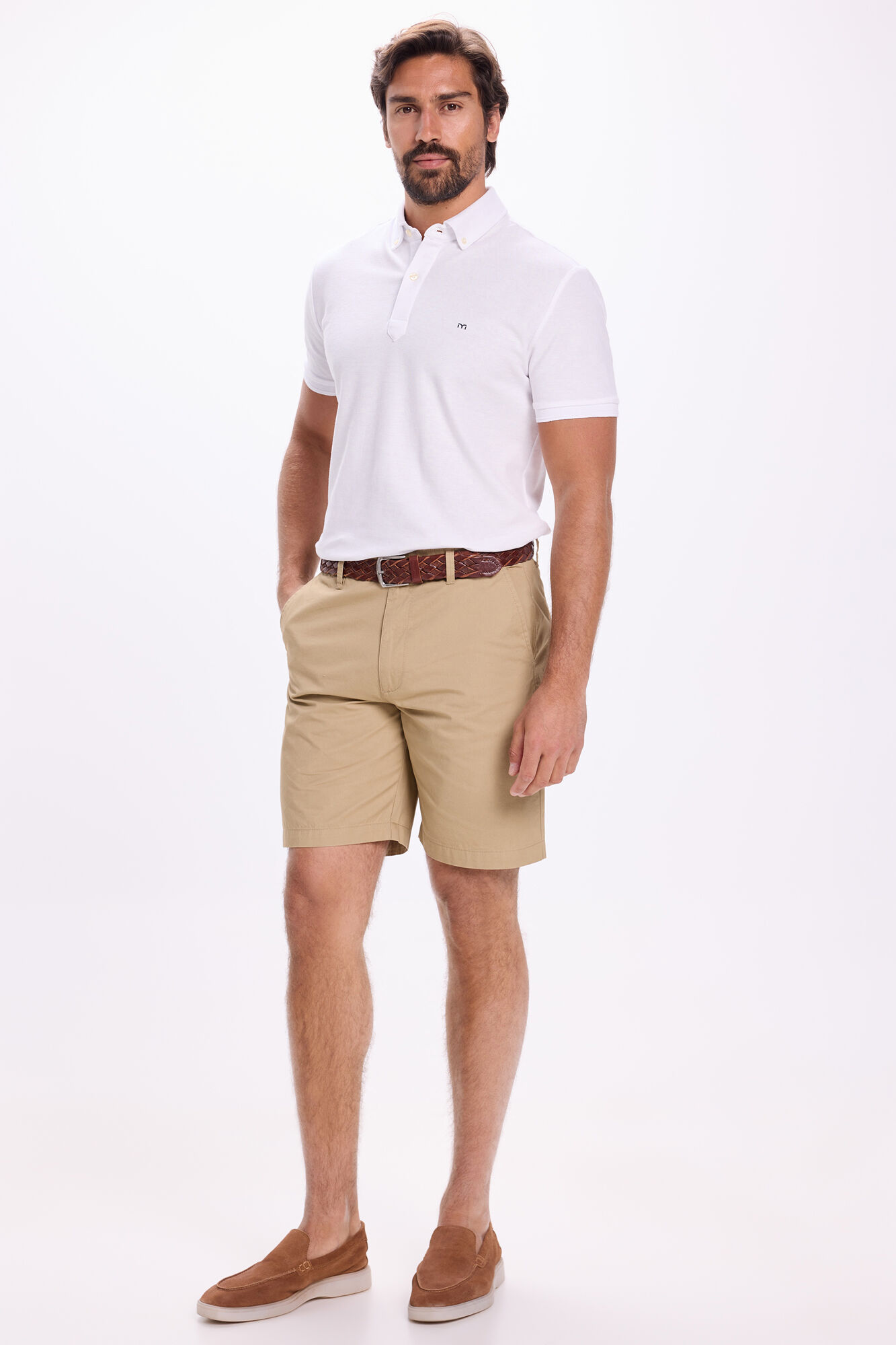 Milano Bermudas cl&aacute;sica de algod&oacute;n liso .