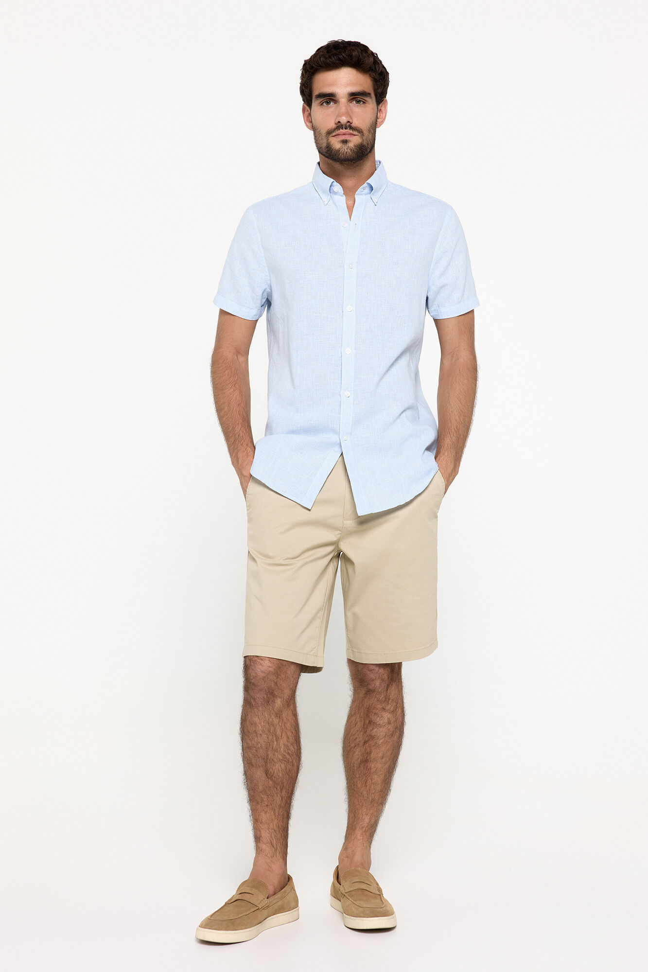 Pedro del Hierro Camisa Lino Micro Pata de Gallo