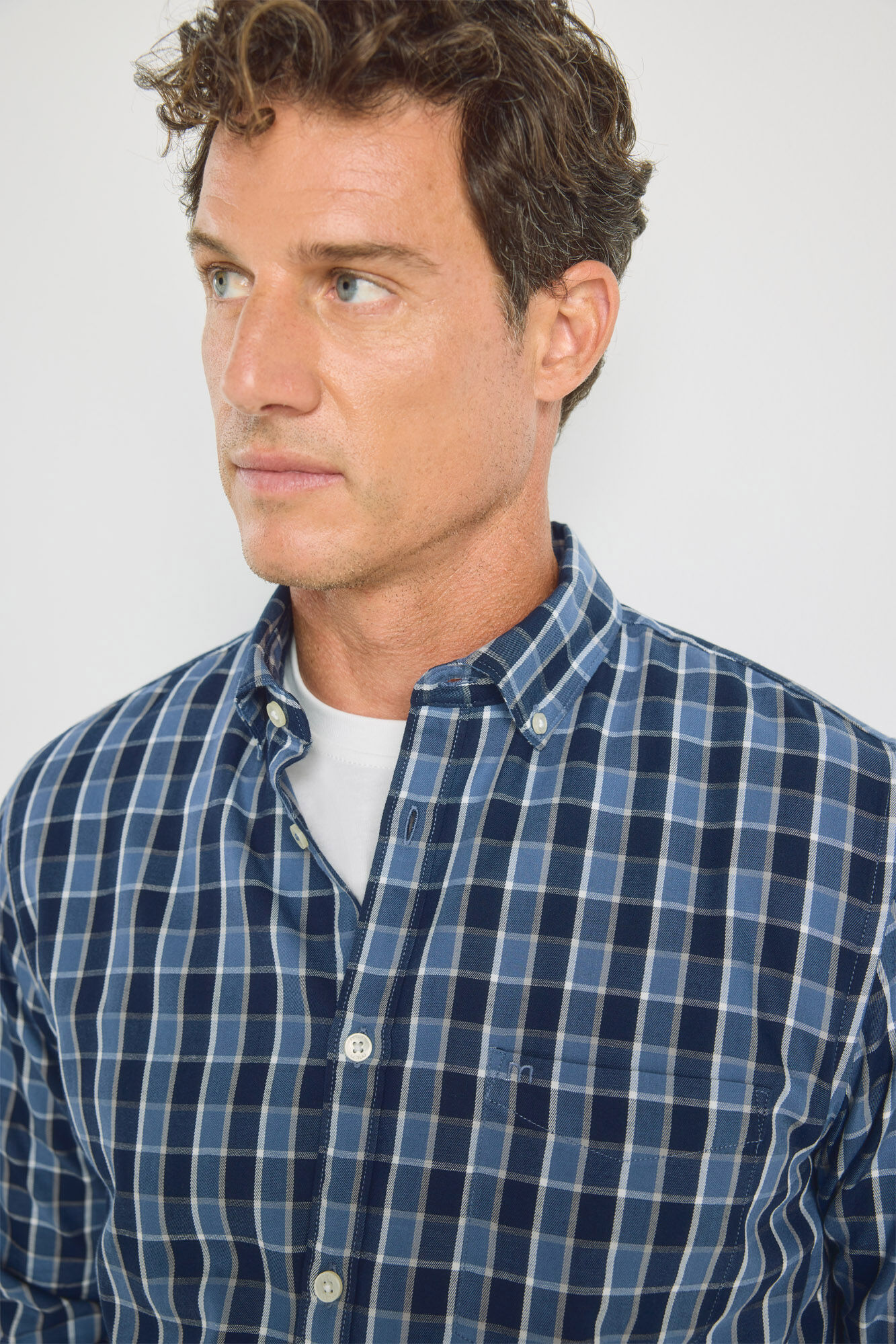 Milano Camisa de cuadros manga larga Azul Claro