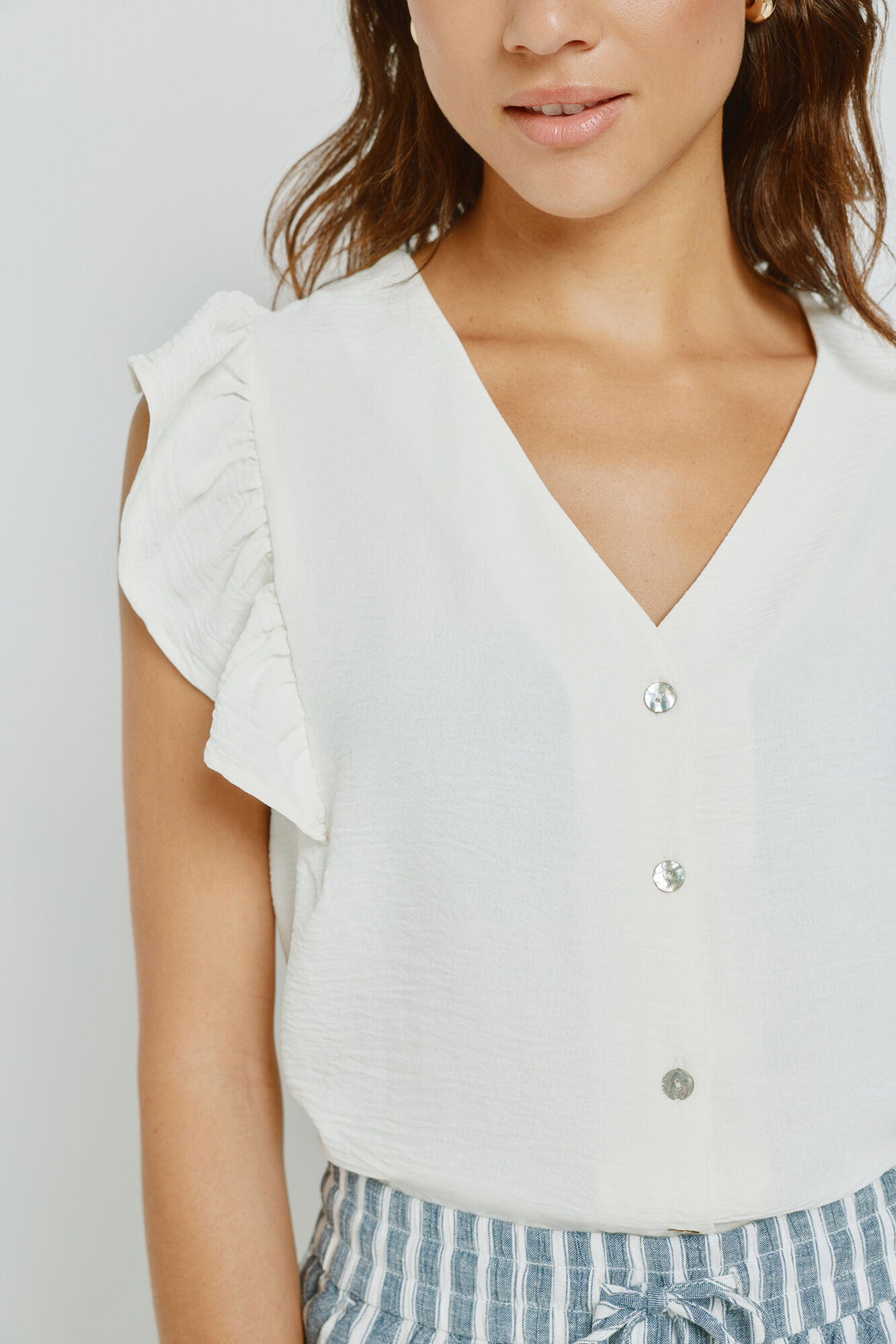 Milano Blusa con volantes Blanco