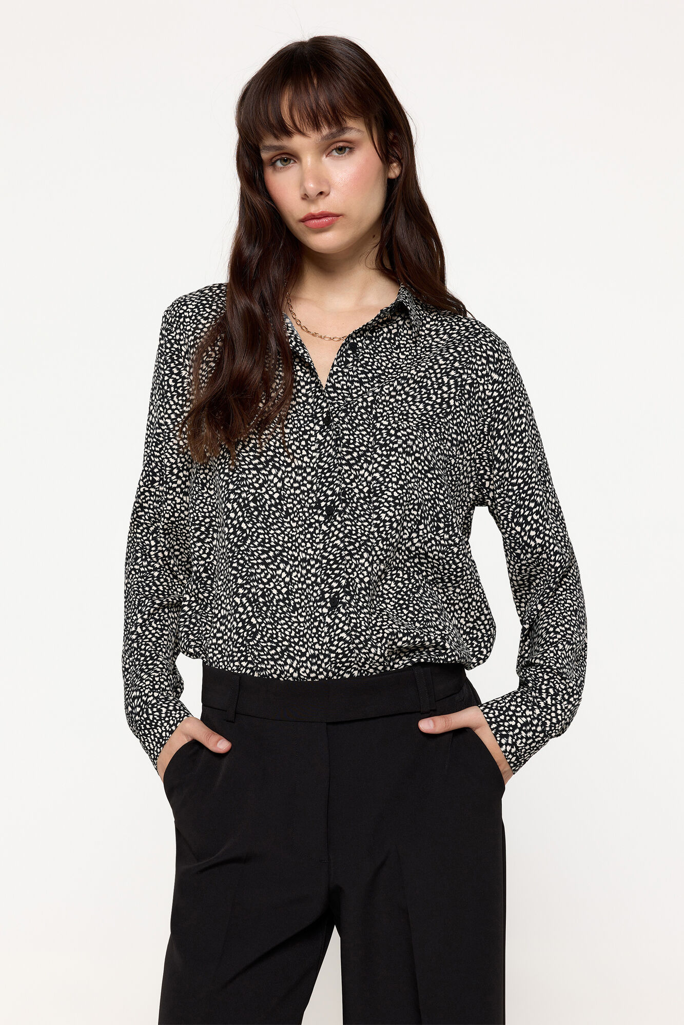 Milano Blusa Fluida Bolsillo