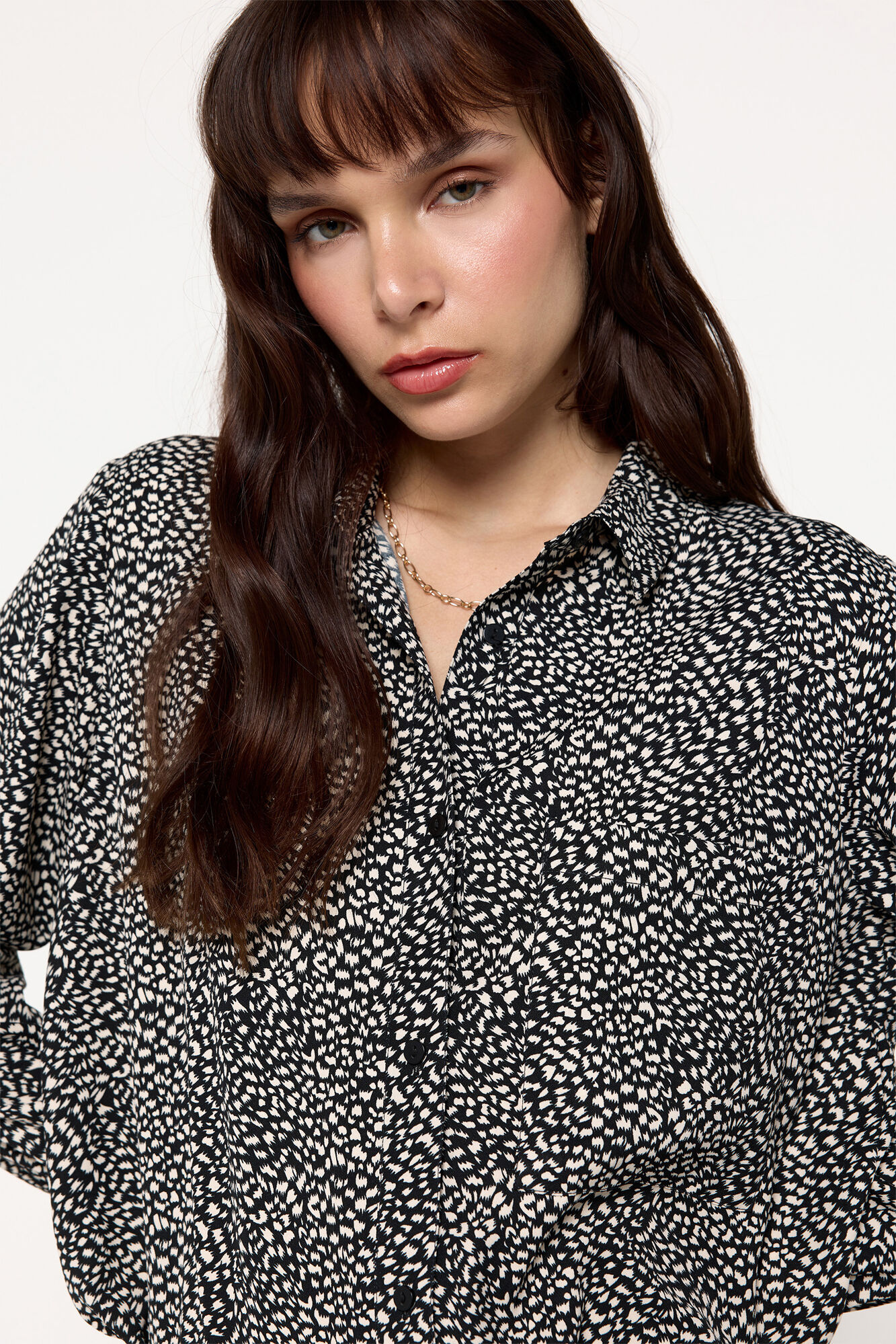 Milano Blusa Fluida Bolsillo Estampado