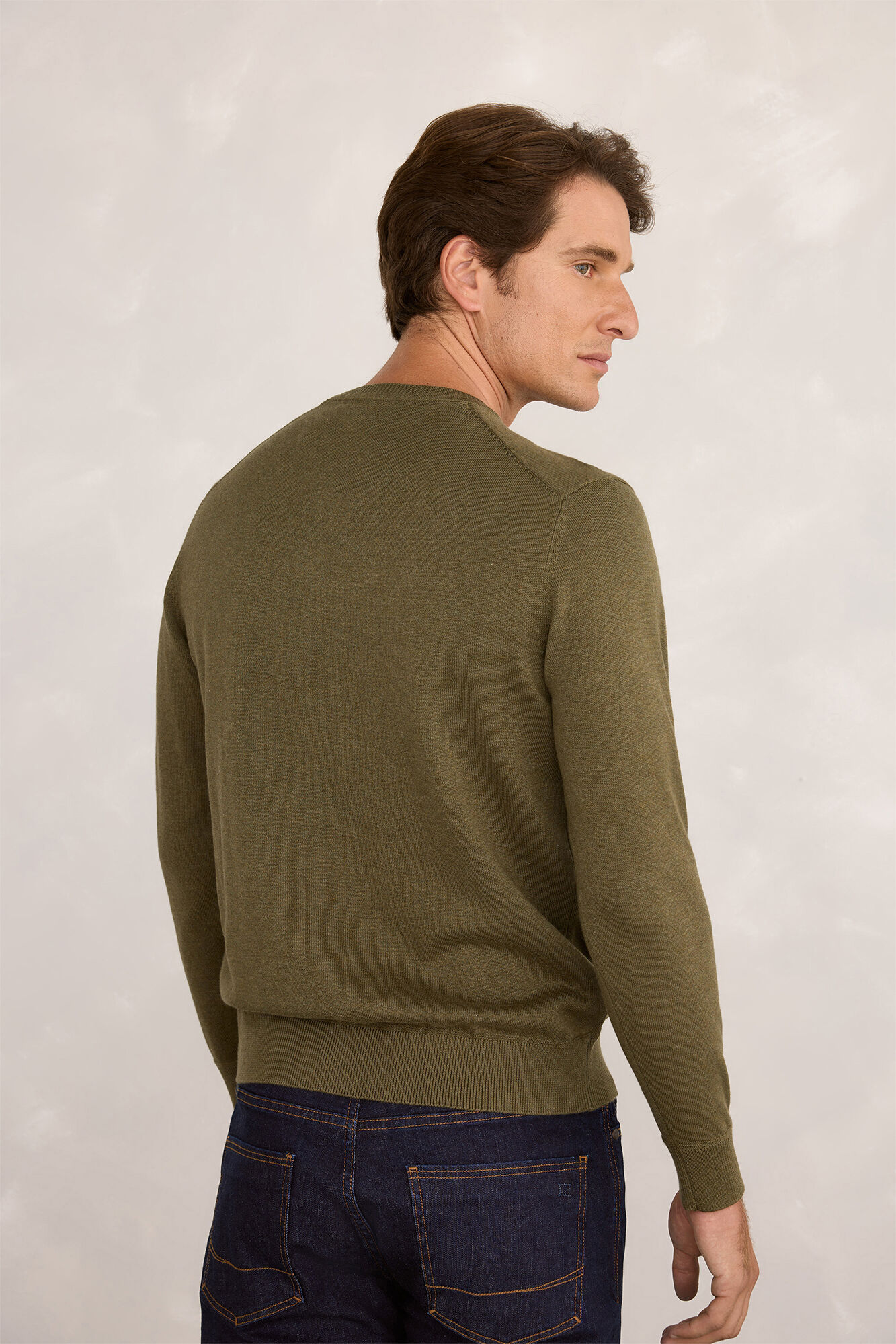 Pedro del Hierro Jersey b&aacute;sico en PICO Kaki Oscuro