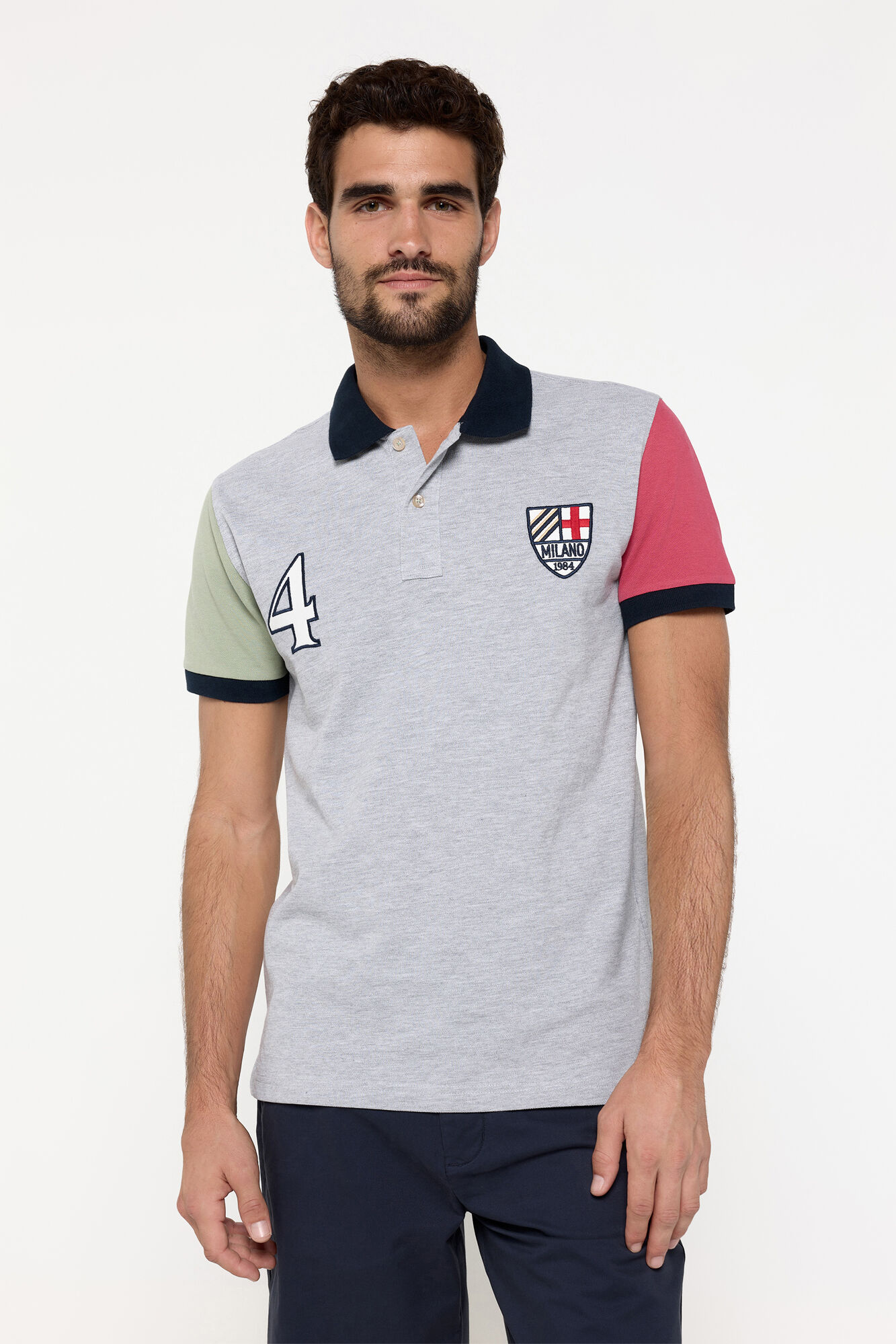 Milano Polo arlequ&iacute;n parches Gris
