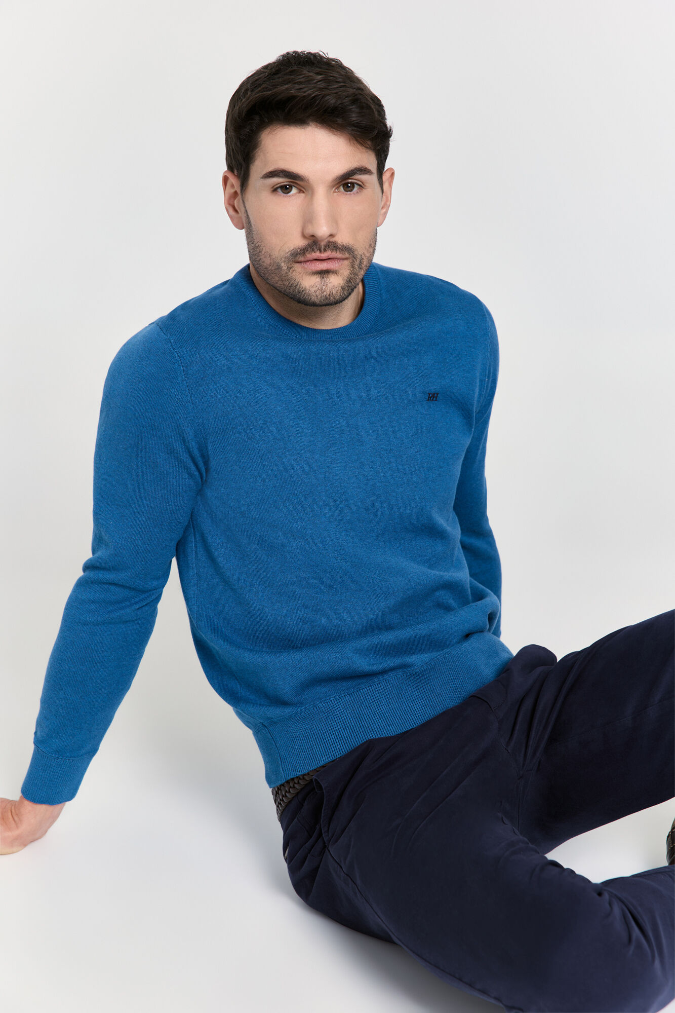 Pedro del Hierro Su&eacute;ter cuello redondo ajustado Azul