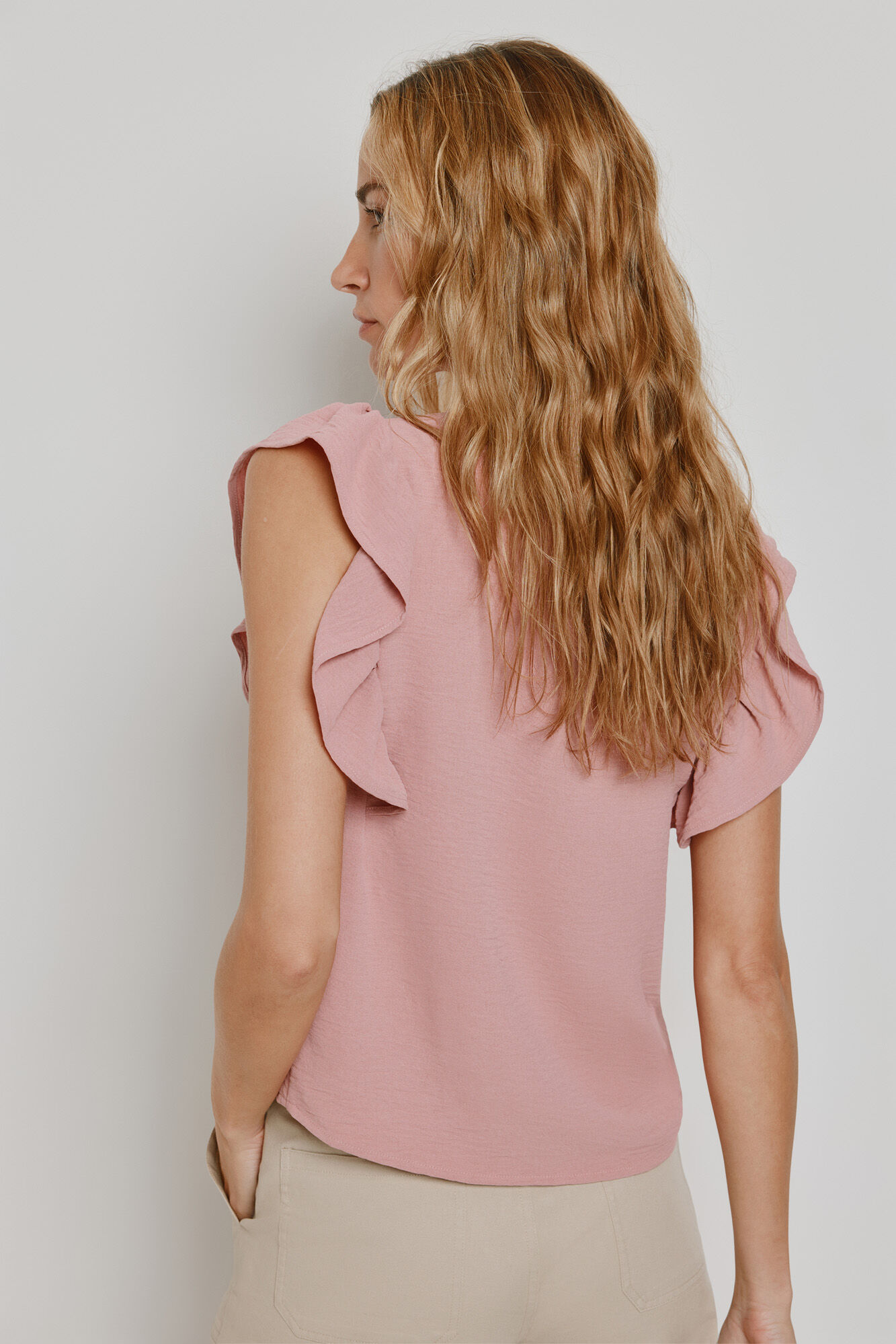 Milano Blusa con volantes Rosa