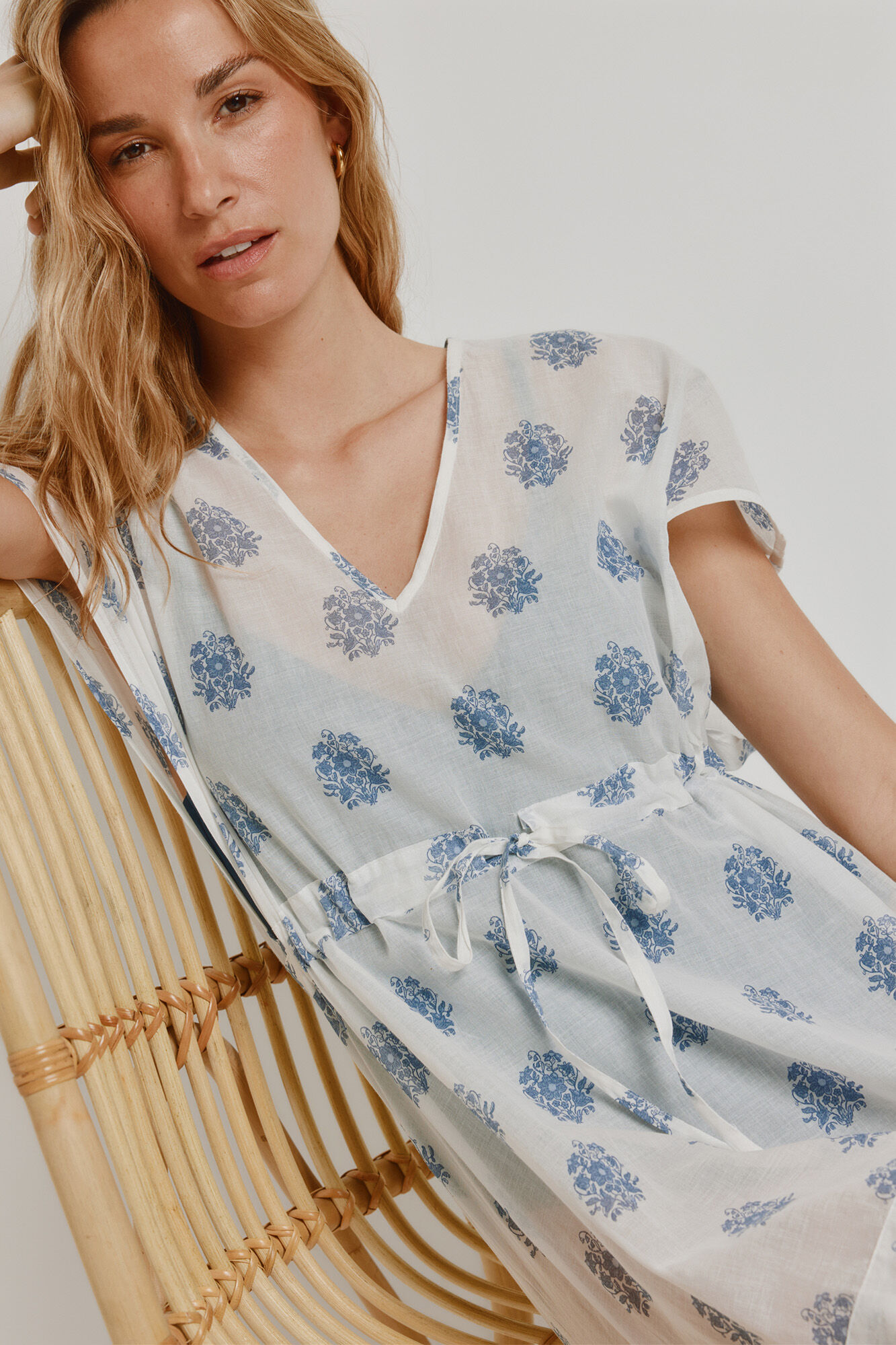 Milano Playera de dormir larga estampada Blanco