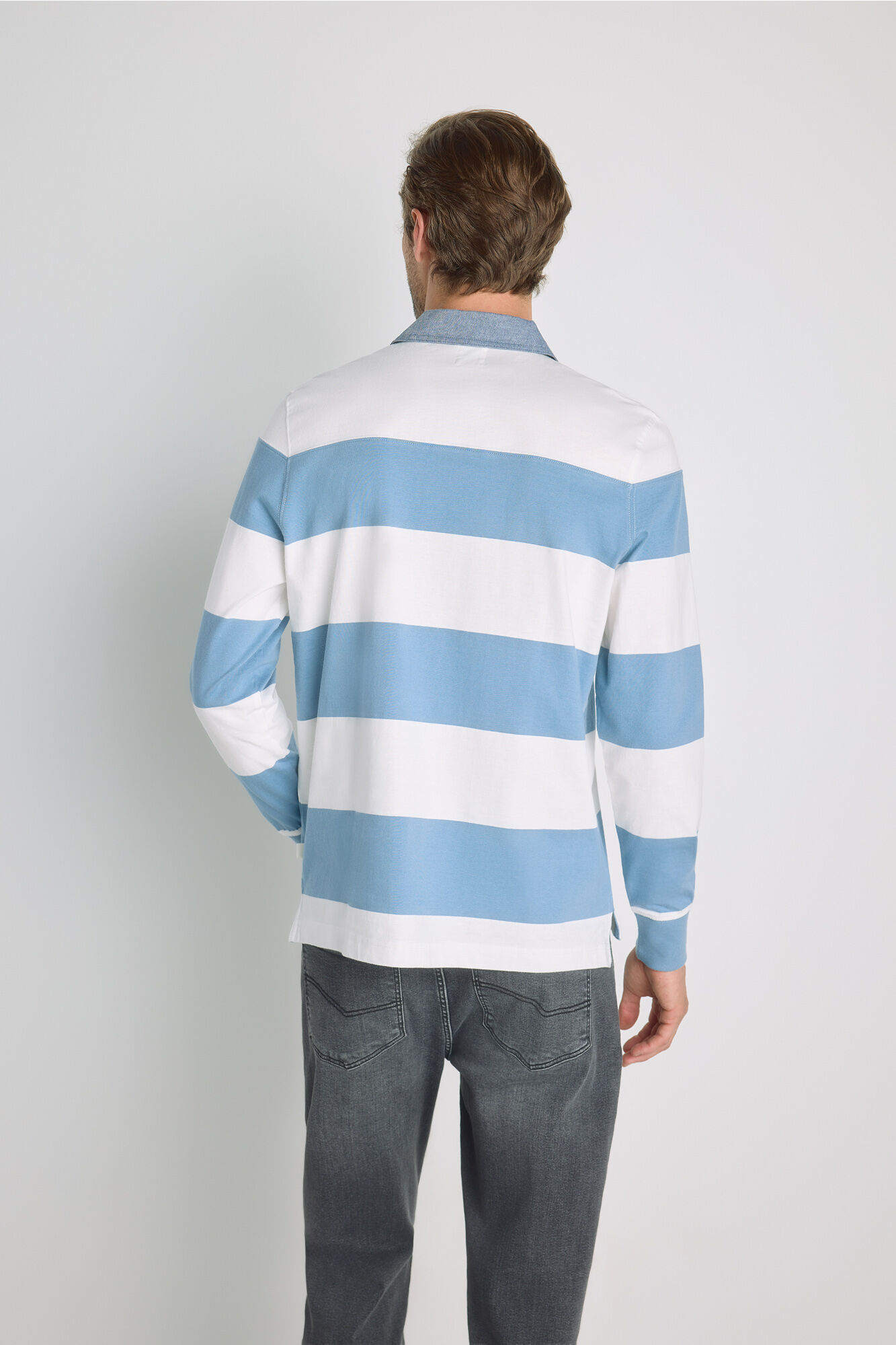 Milano Polo de rayas manga larga Blanco