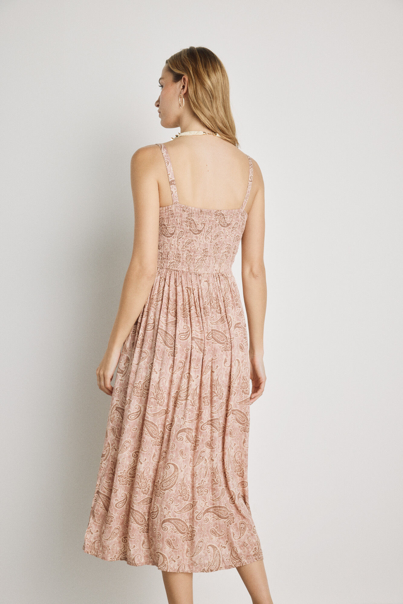 Milano Vestido estampado con tirantes Rosa