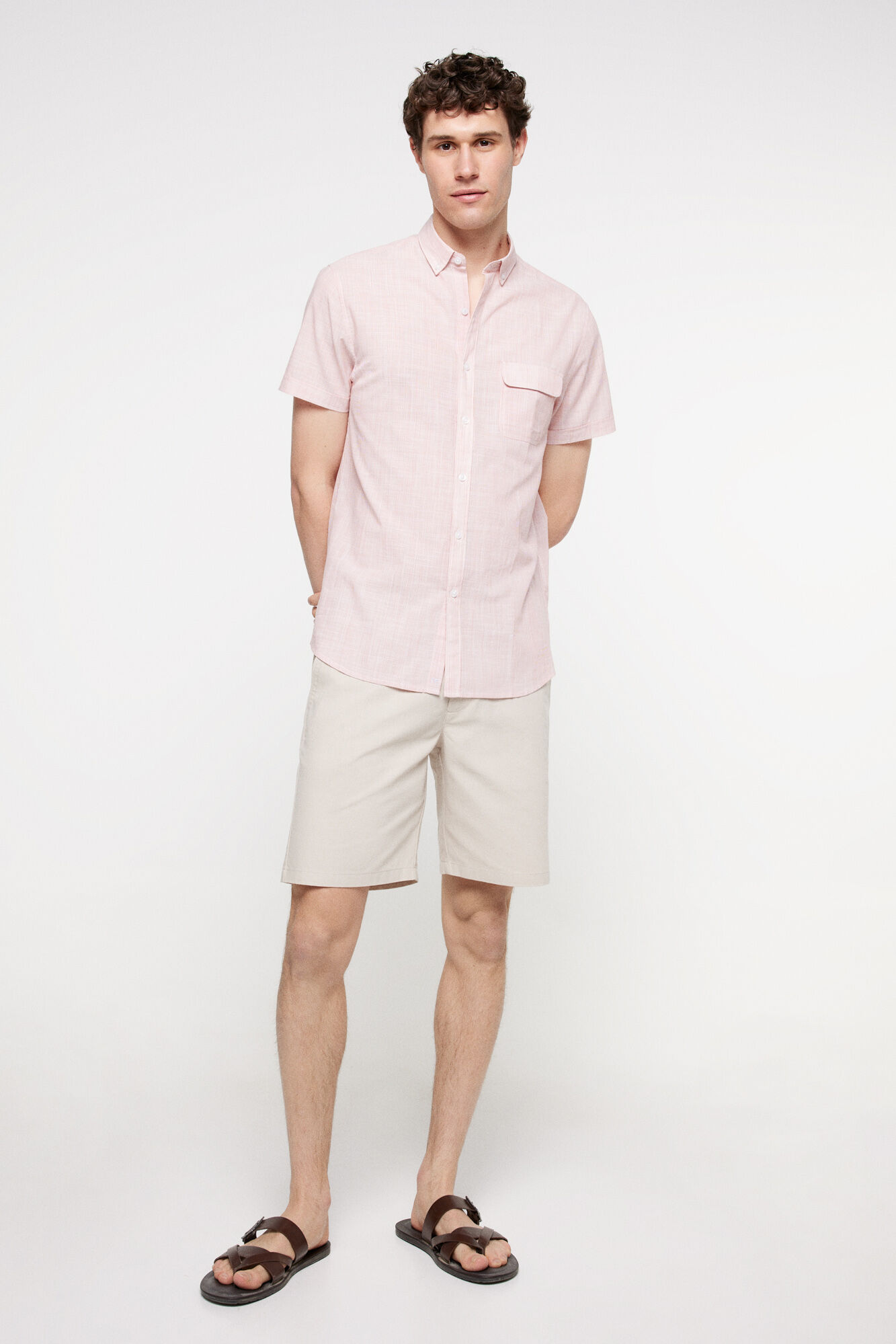 Milano Camisa rayas aspecto lino.