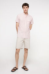 Milano Camisa rayas aspecto lino. Rojo