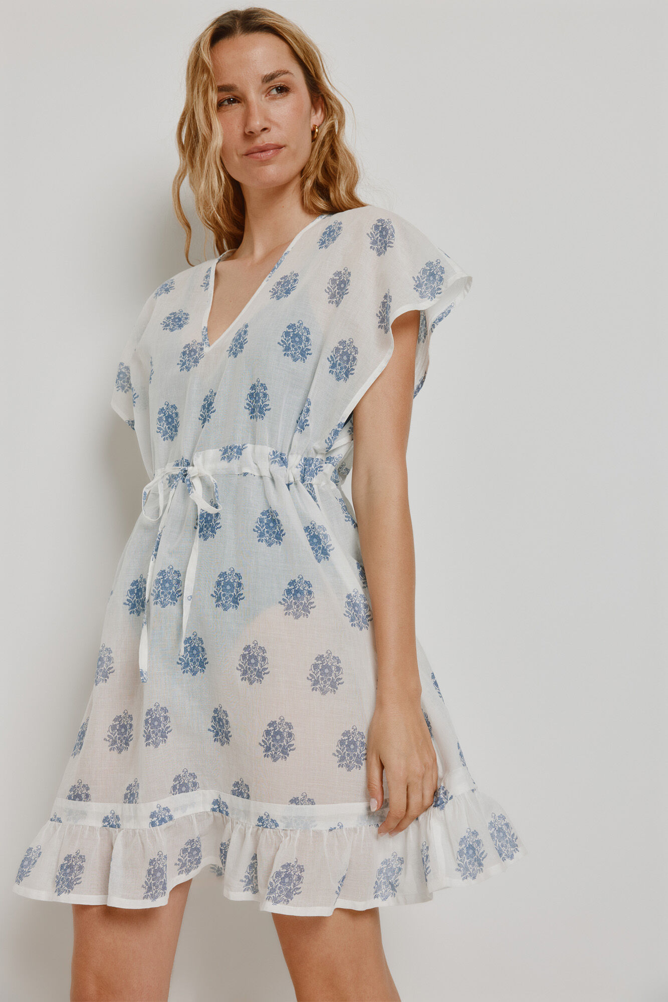 Milano Playera de dormir larga estampada Blanco