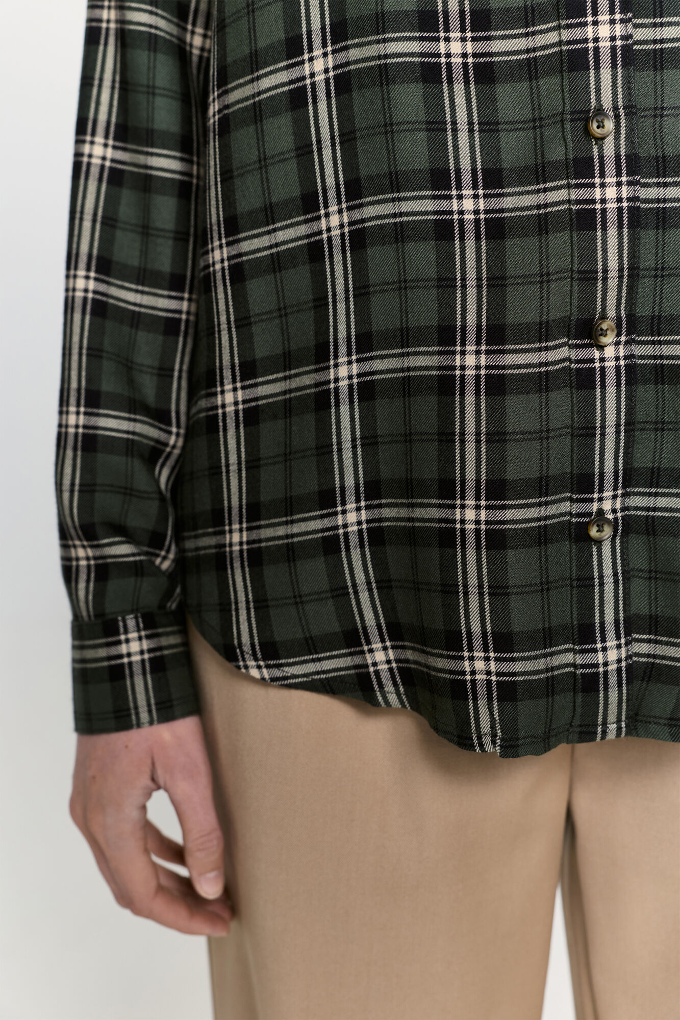 Milano Camisa de cuello con solapa de tart&aacute;n Verde