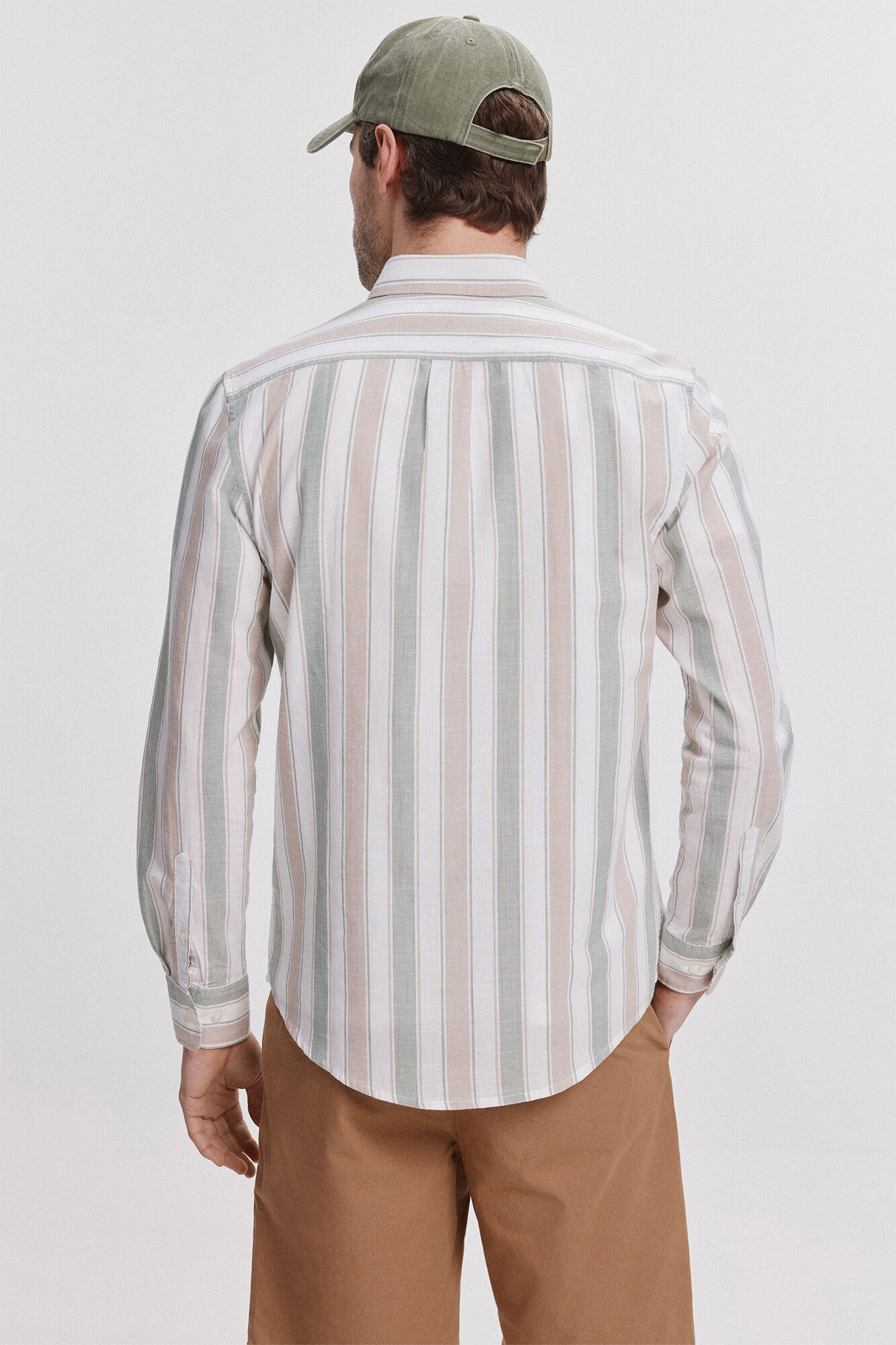 Milano Camisa Slub Rayas Verde