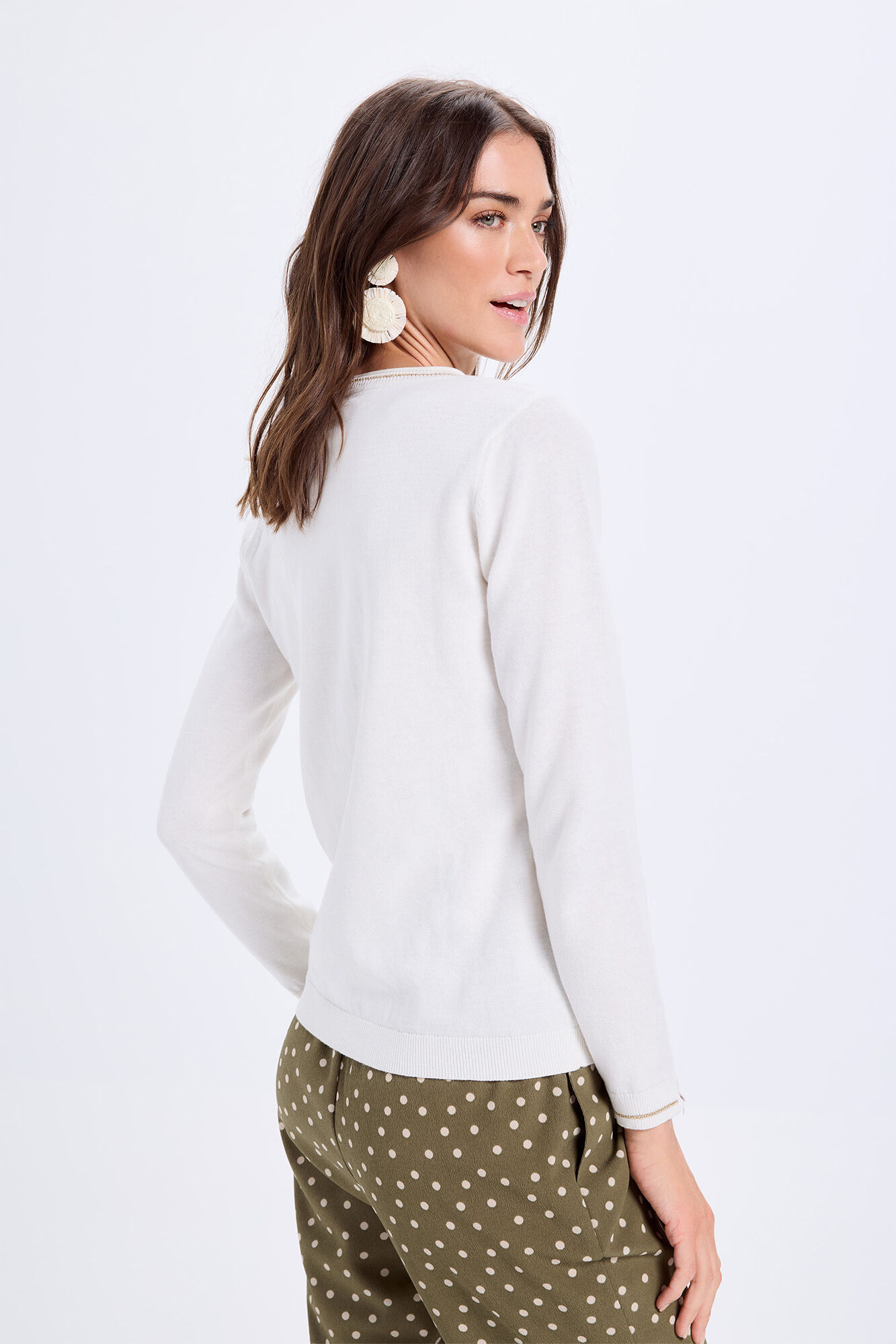 Milano Jersey de algod&oacute;n con detalle de lurex Blanco