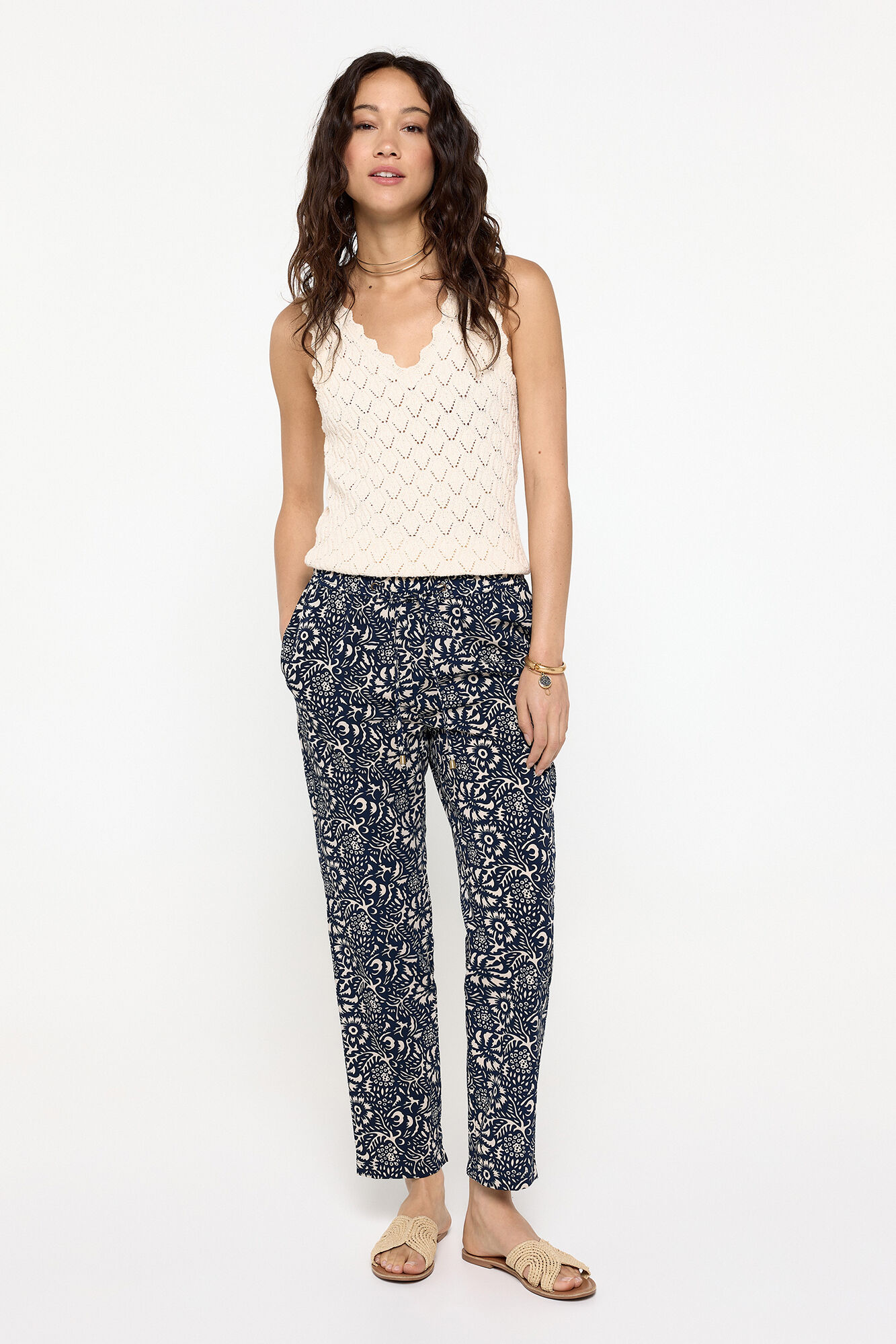 Milano Top de tirantes tricot calado Marfil