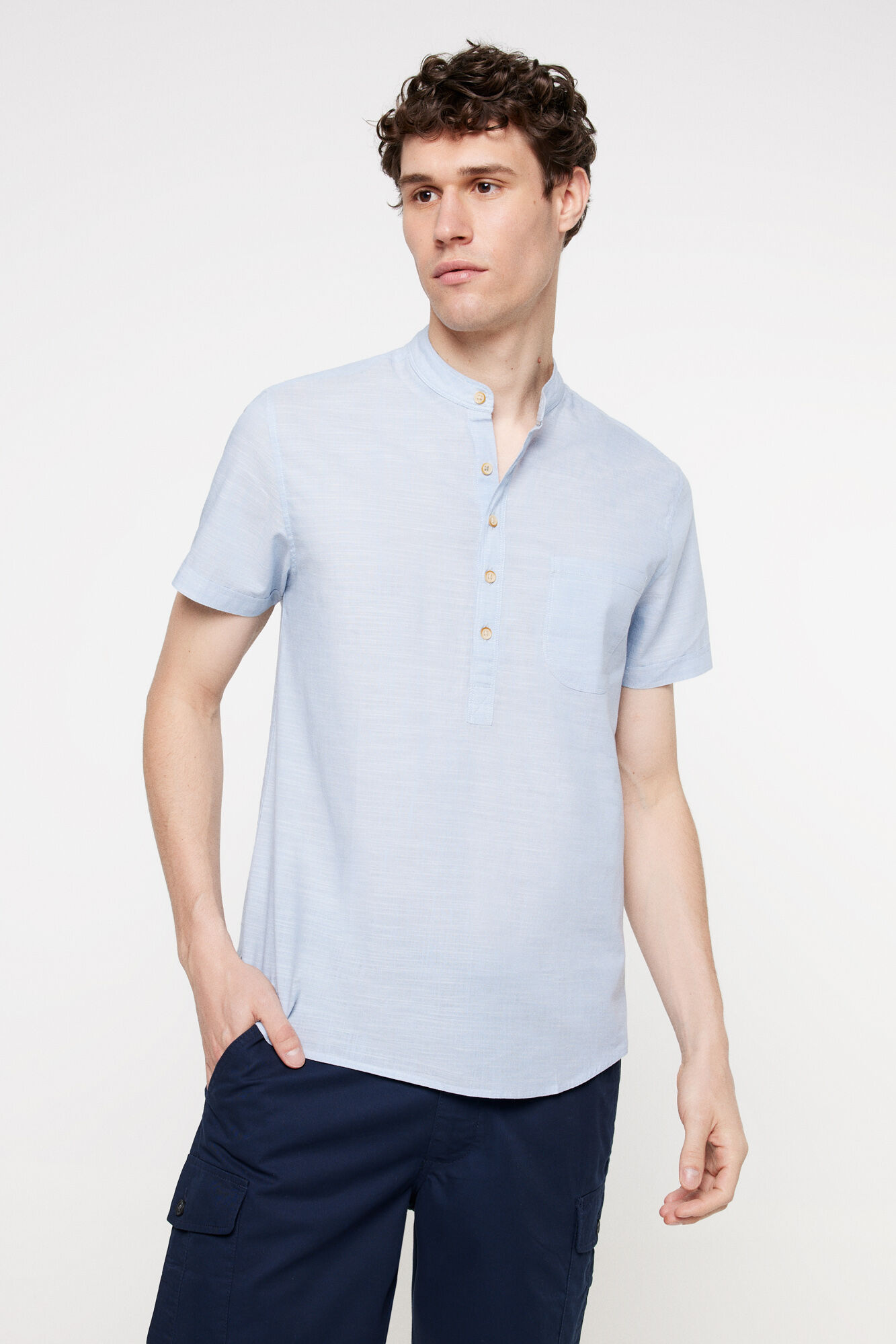 Milano Camisa mao polera. Azul