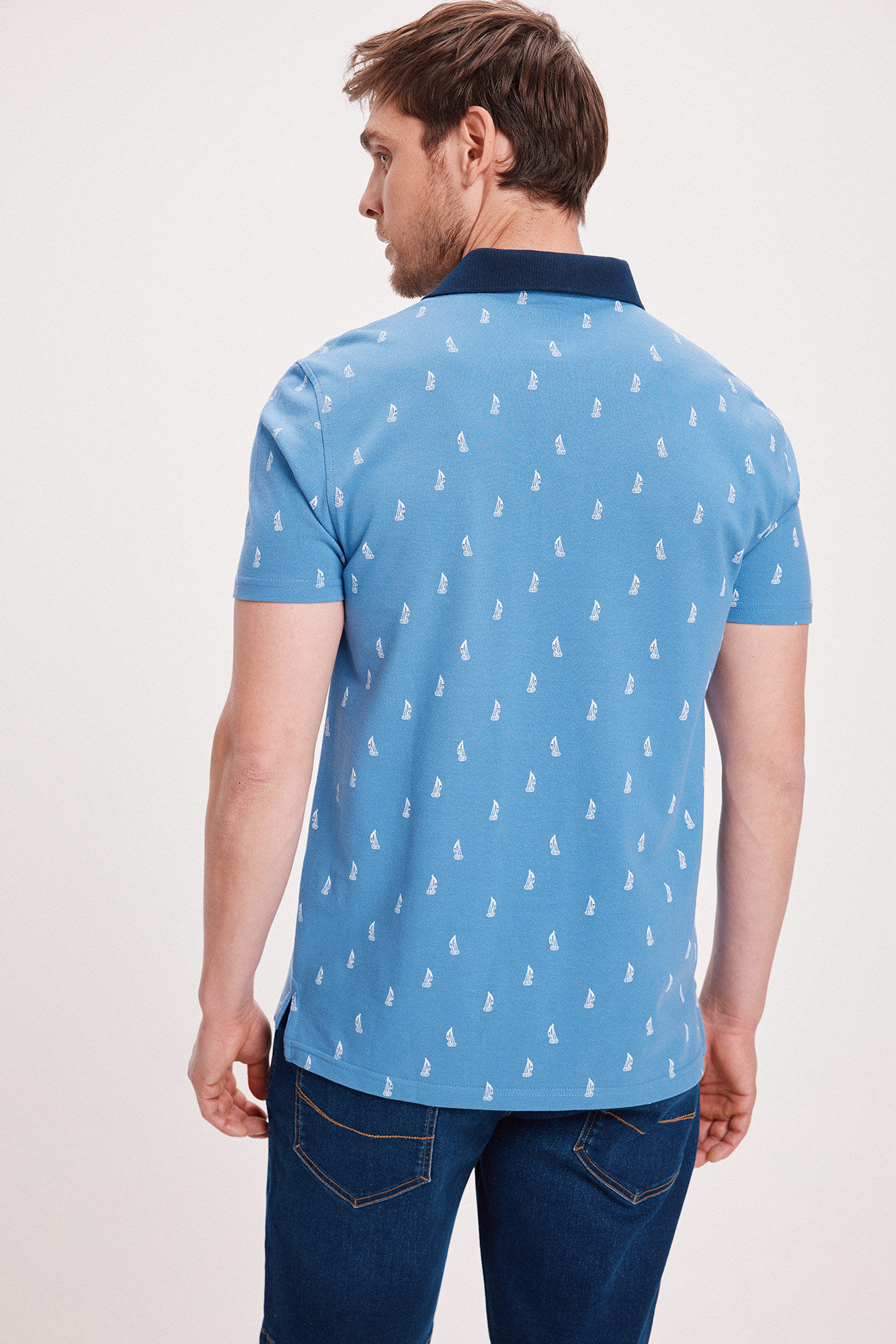 Milano Polo Estampado Azul Oscuro