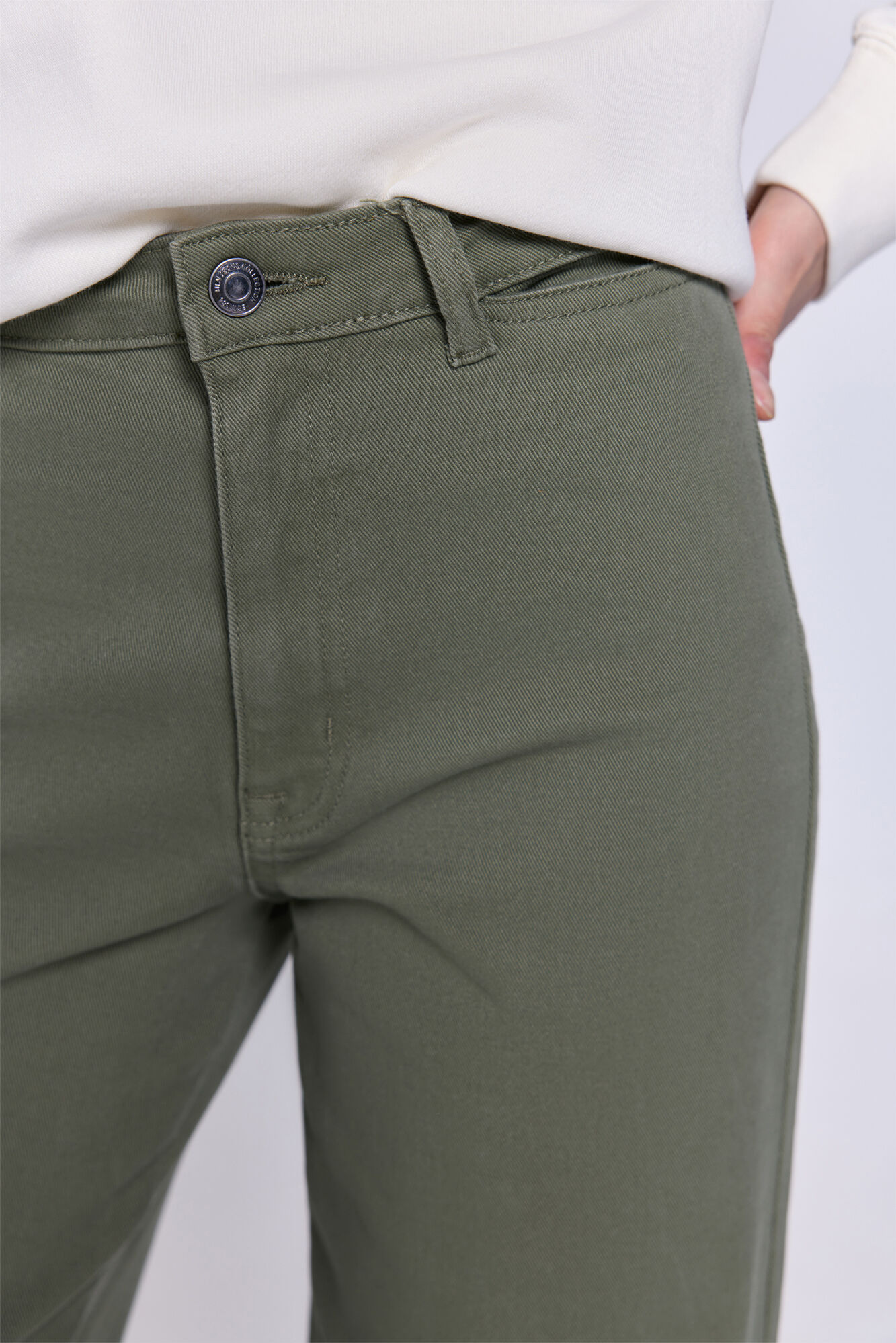 Milano Pantal&oacute;n sarga color pierna ancha Kaki Oscuro