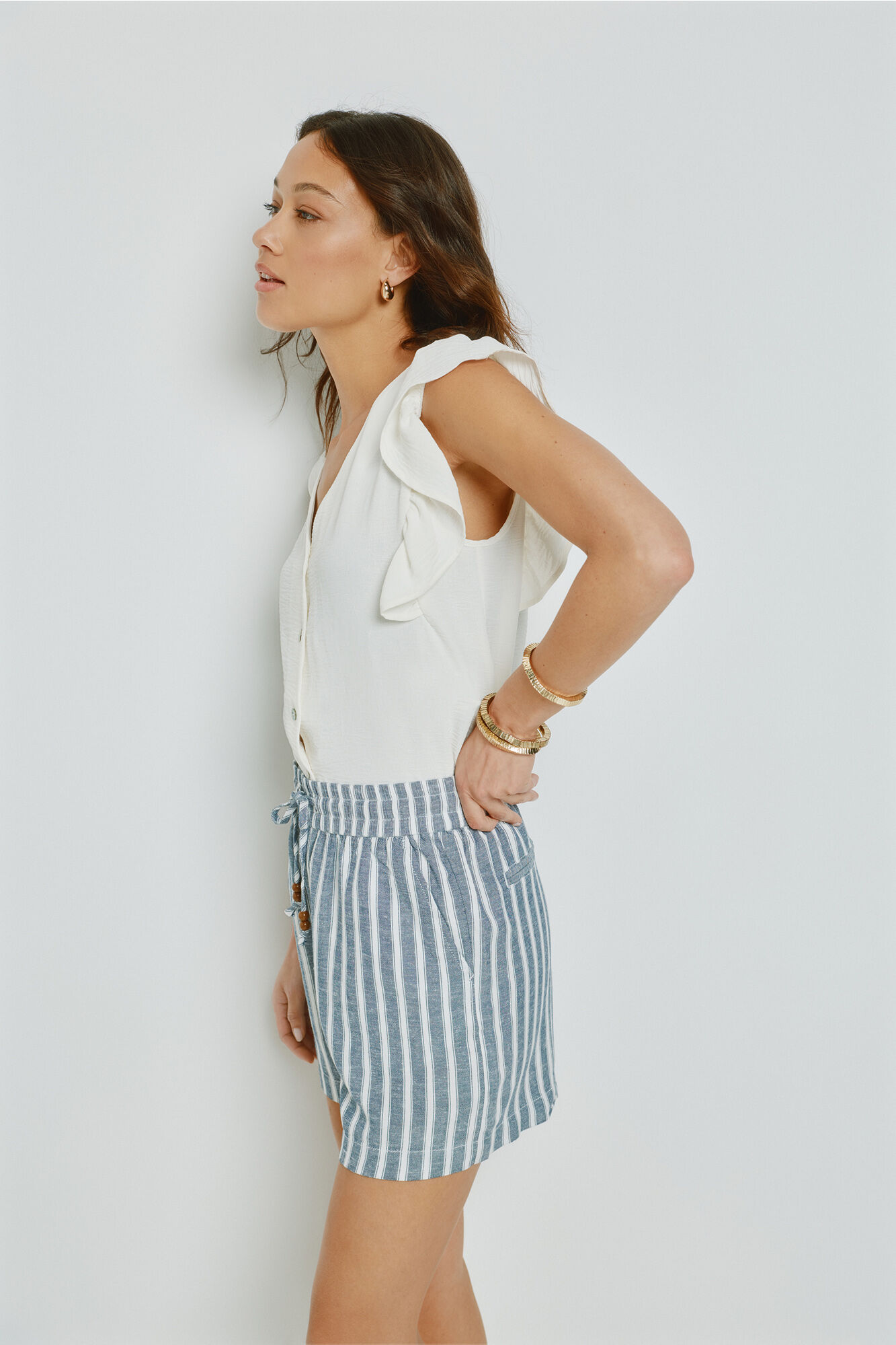Milano Blusa con volantes Blanco