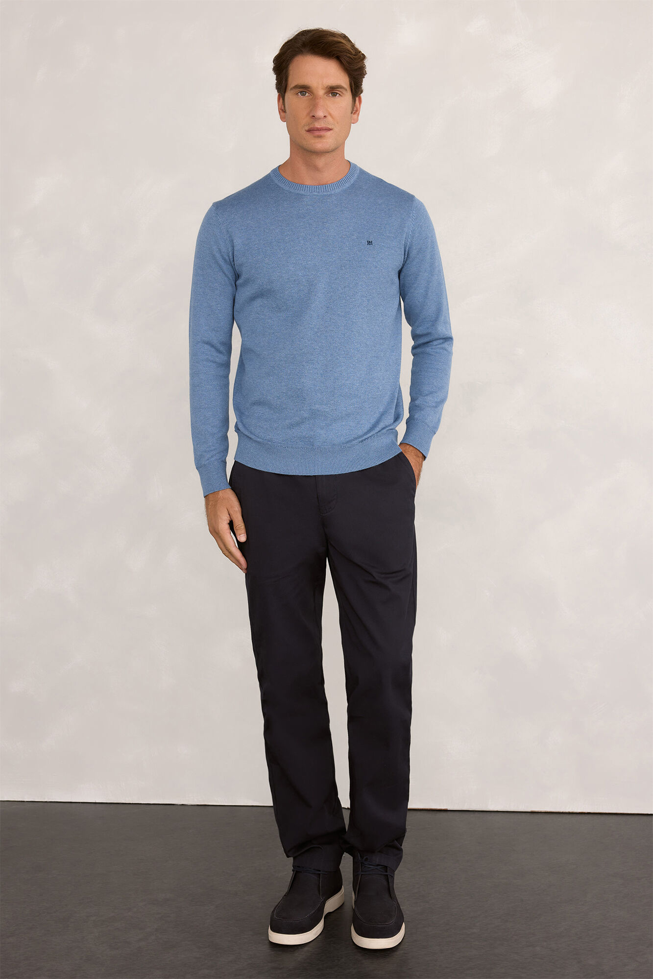 Pedro del Hierro Jersey redondo b&aacute;sico Azul