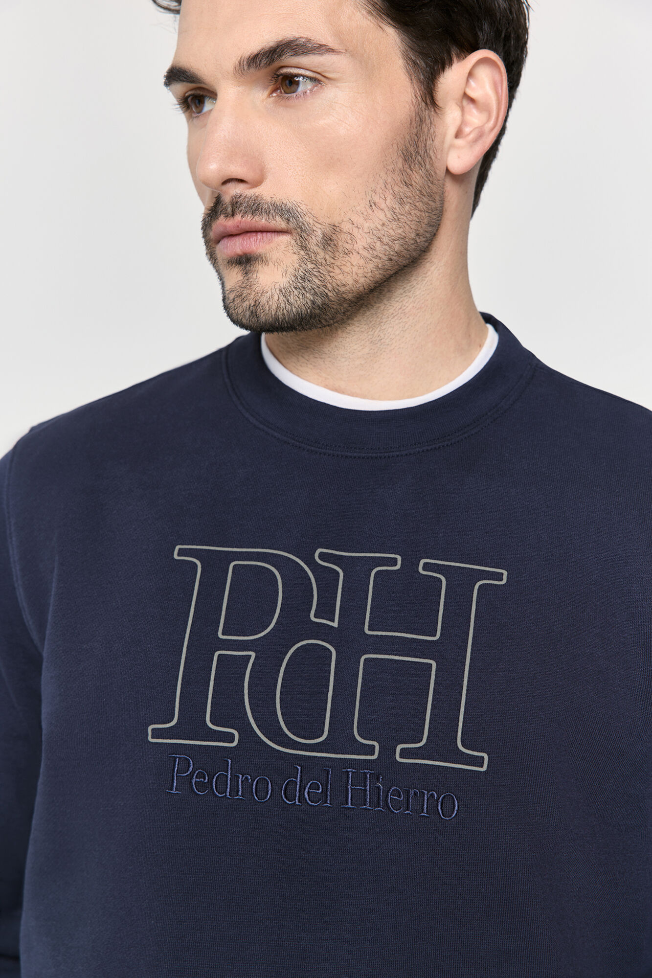 Pedro del Hierro Sudadera cuello redondo con logo Navy