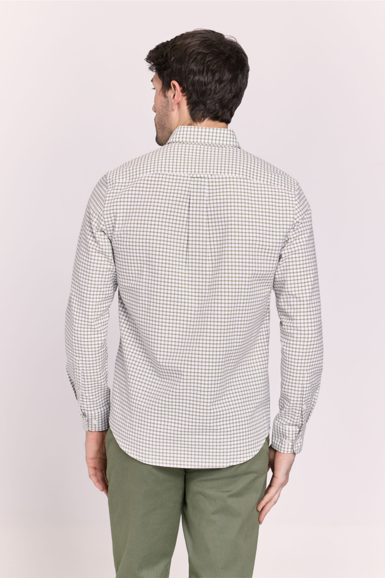 Milano Camisa manga larga a cuadros Kaki Oscuro