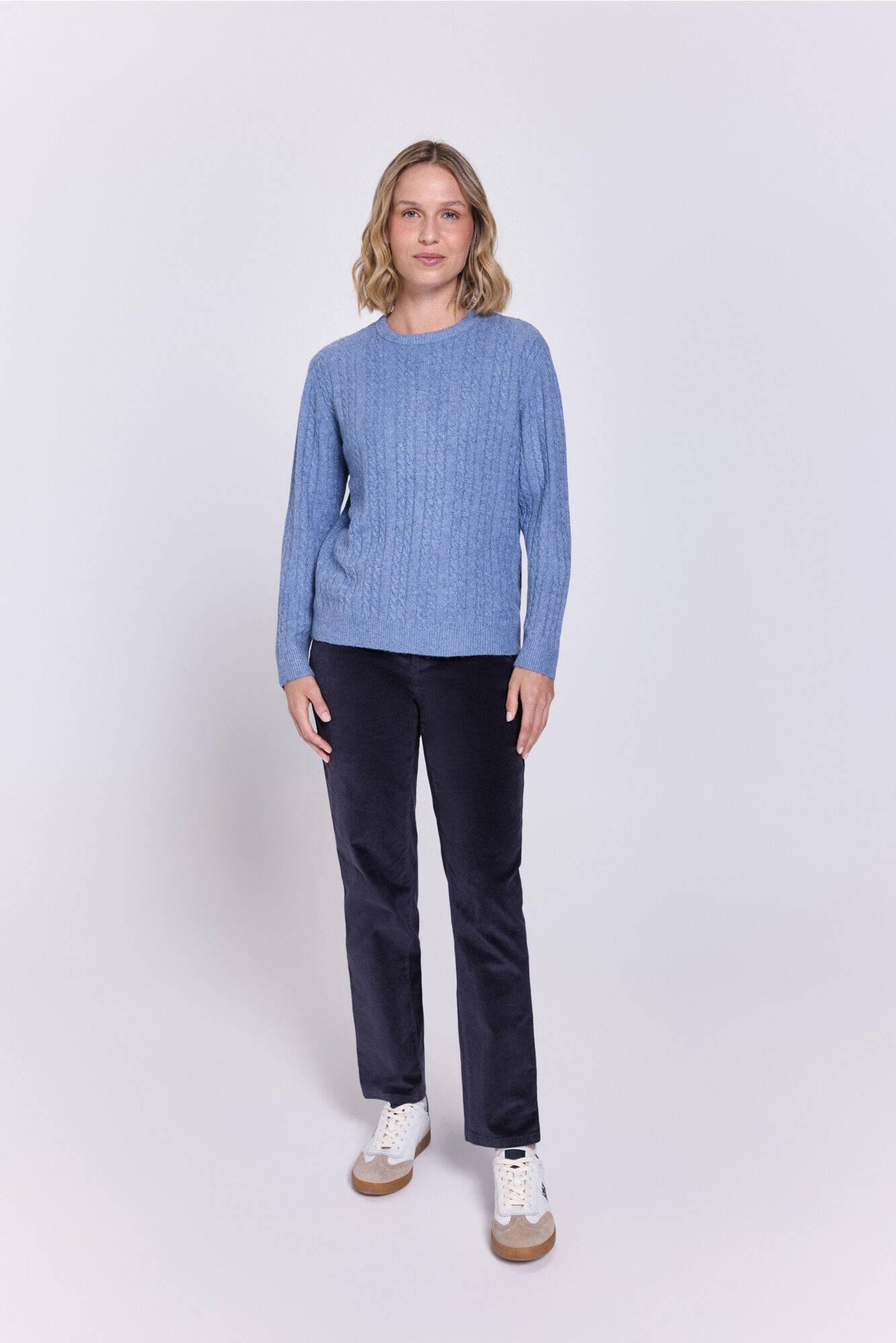 Milano Jersey de cuello redondo ajustado trenzado estructurado Azul