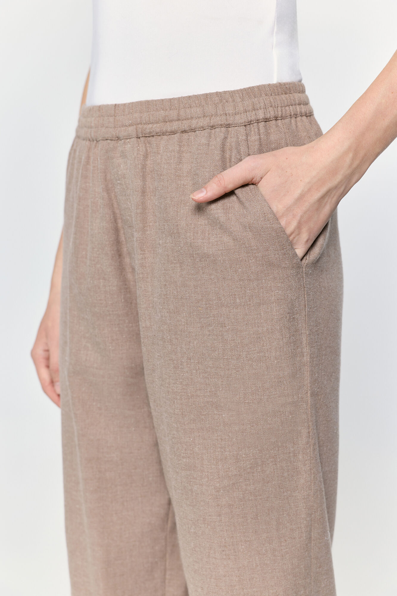 Milano Pantal&oacute;n de franela Beige/Camel