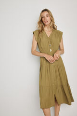 Milano Vestido escote pico Kaki