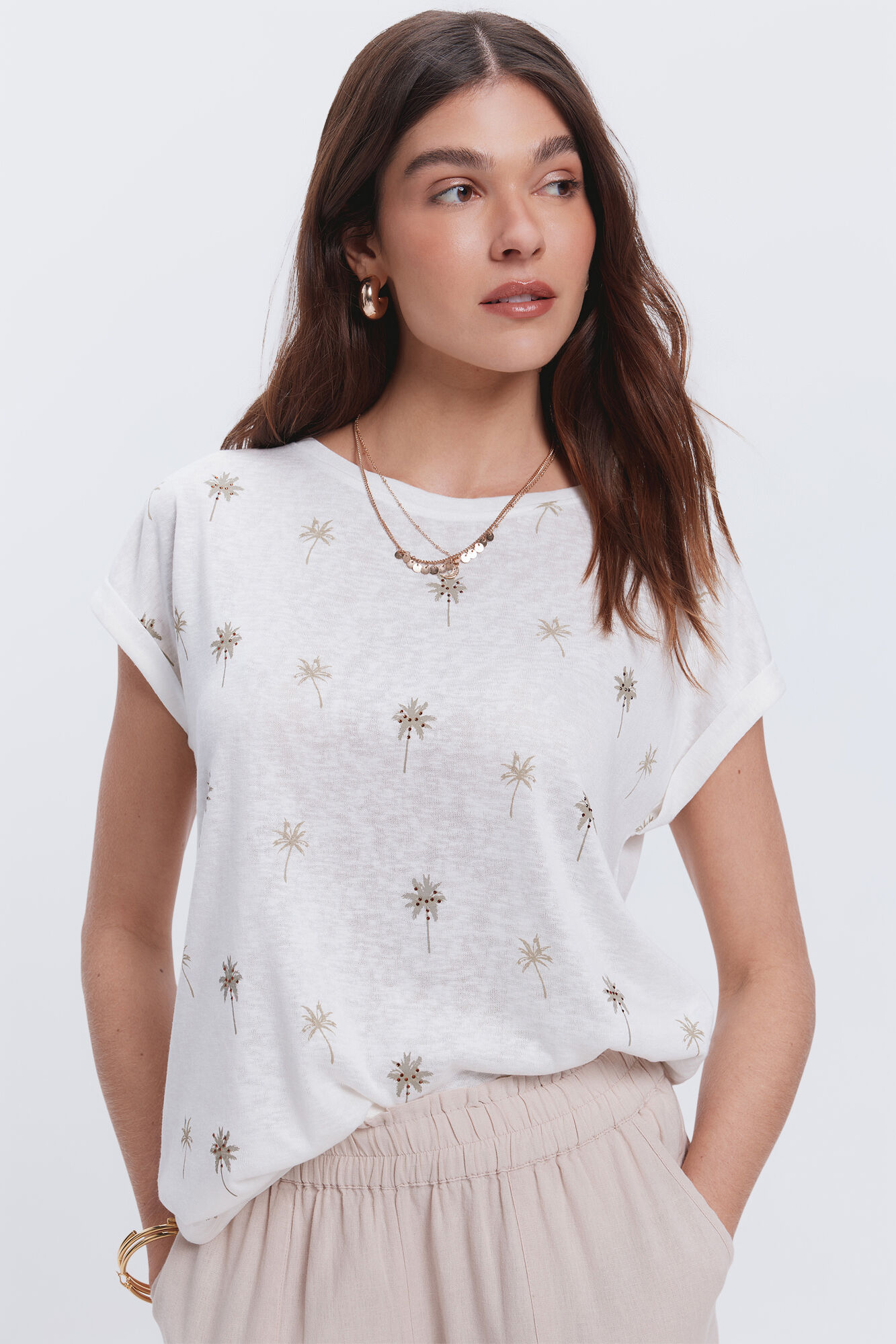 Milano Camiseta estampada con strass