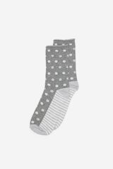 Milano Calcetines gris melange con dibujo de lunares y rayas Azul