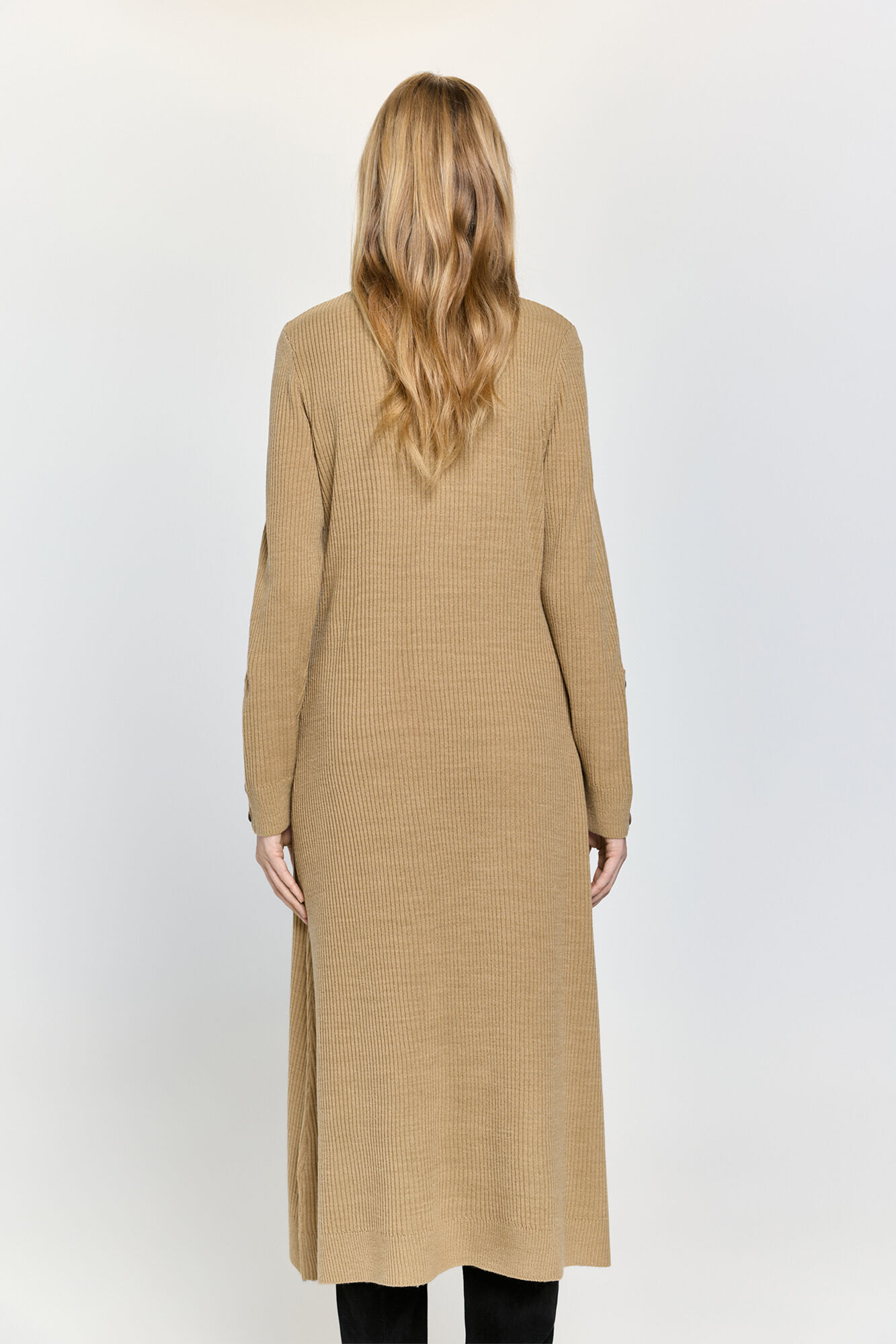 Milano Vestido de punto acampanado Beige/Camel