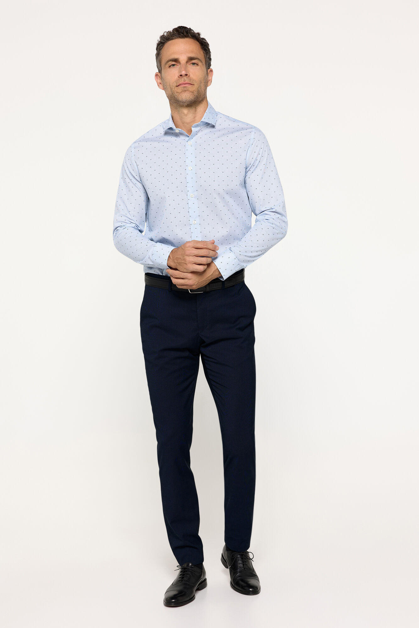 Milano Camisa Print Vestir Azul