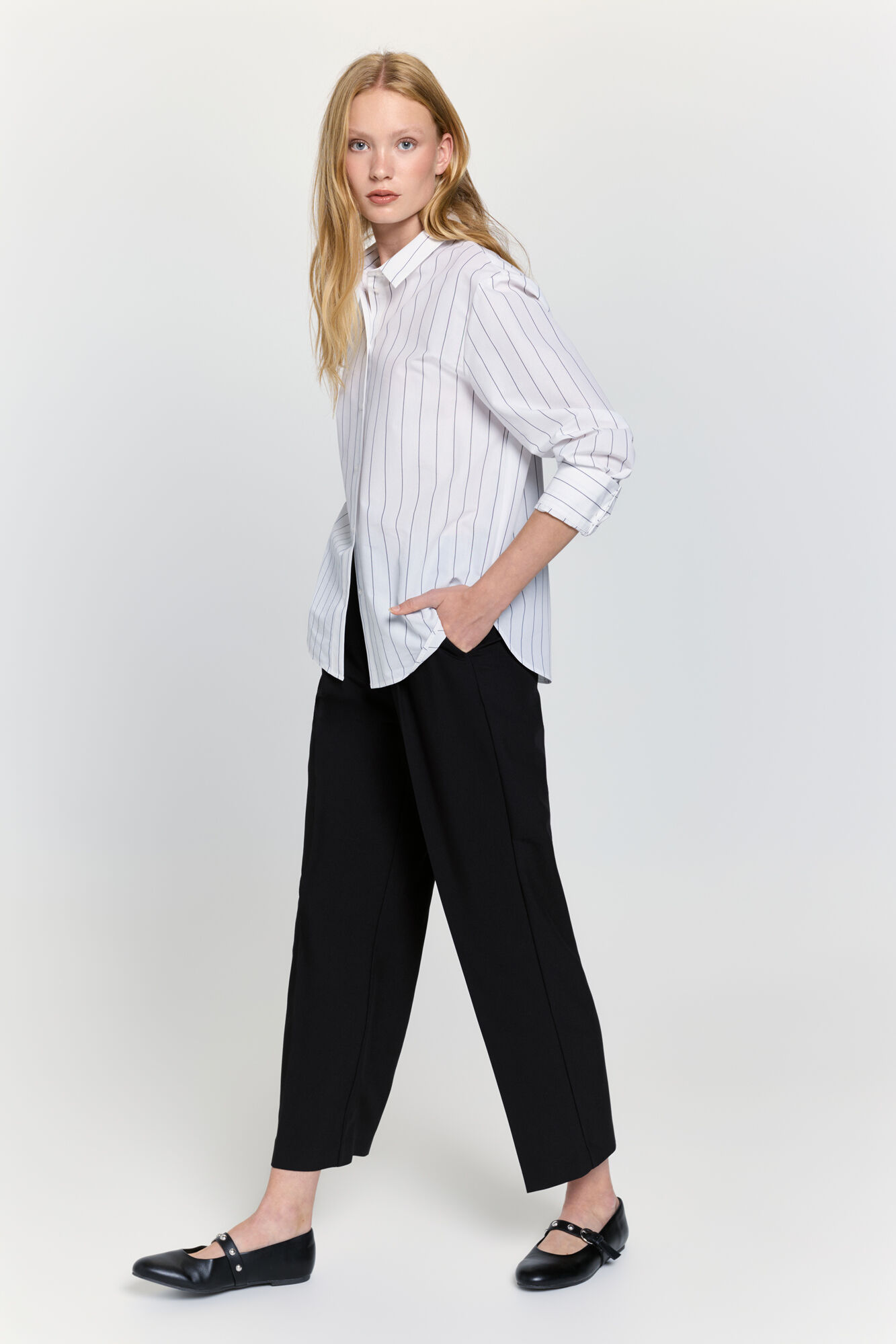 Milano Camisa fluido a rayas Blanco
