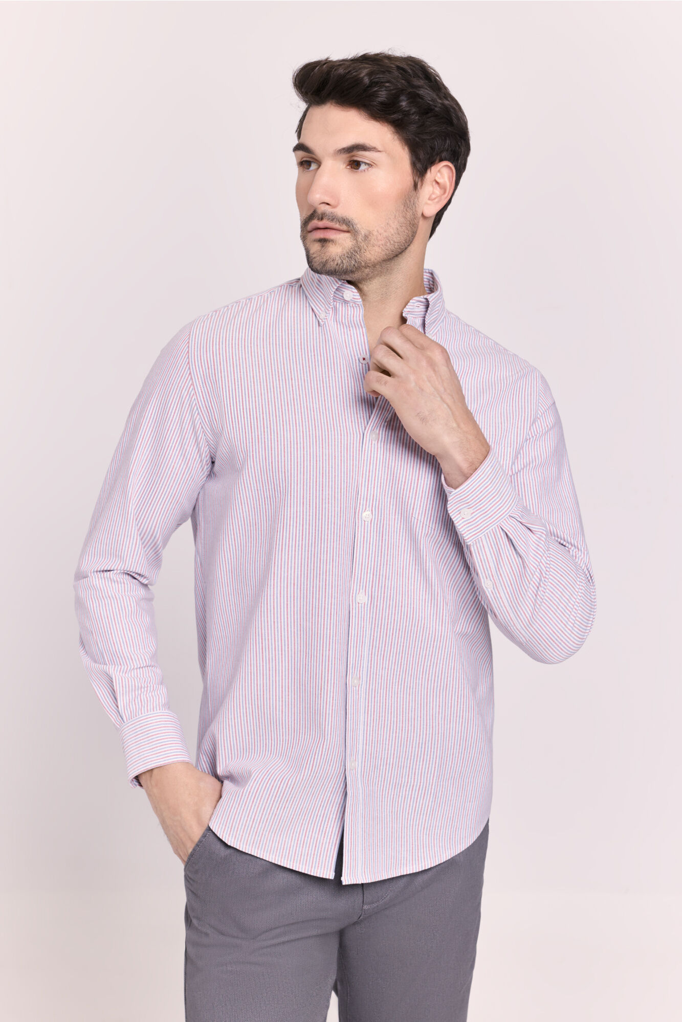 Milano Camisa rayas manga larga Vino