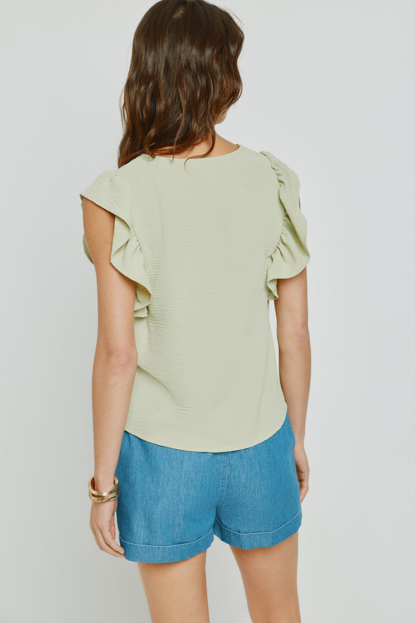 Milano Blusa con volantes Verde