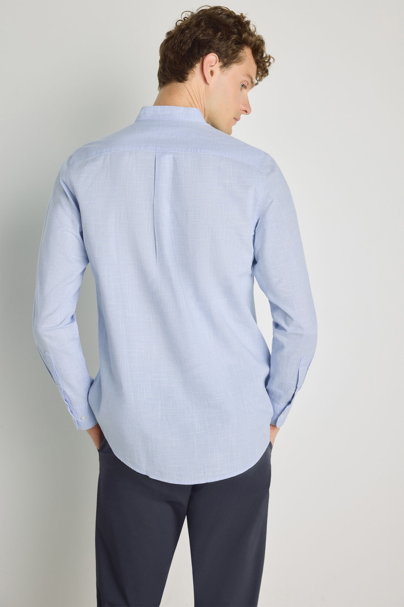Milano Camisa cuello mao manga larga Azul Claro
