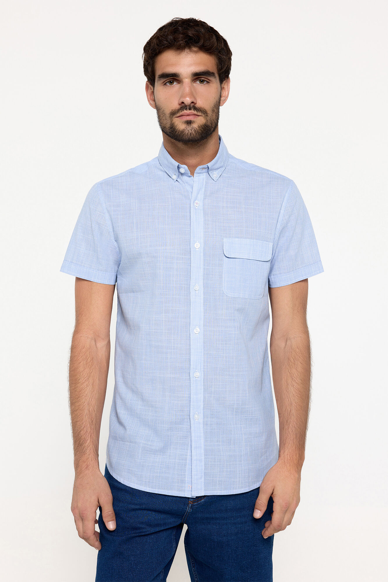 Milano Camisa slub lisa Azul
