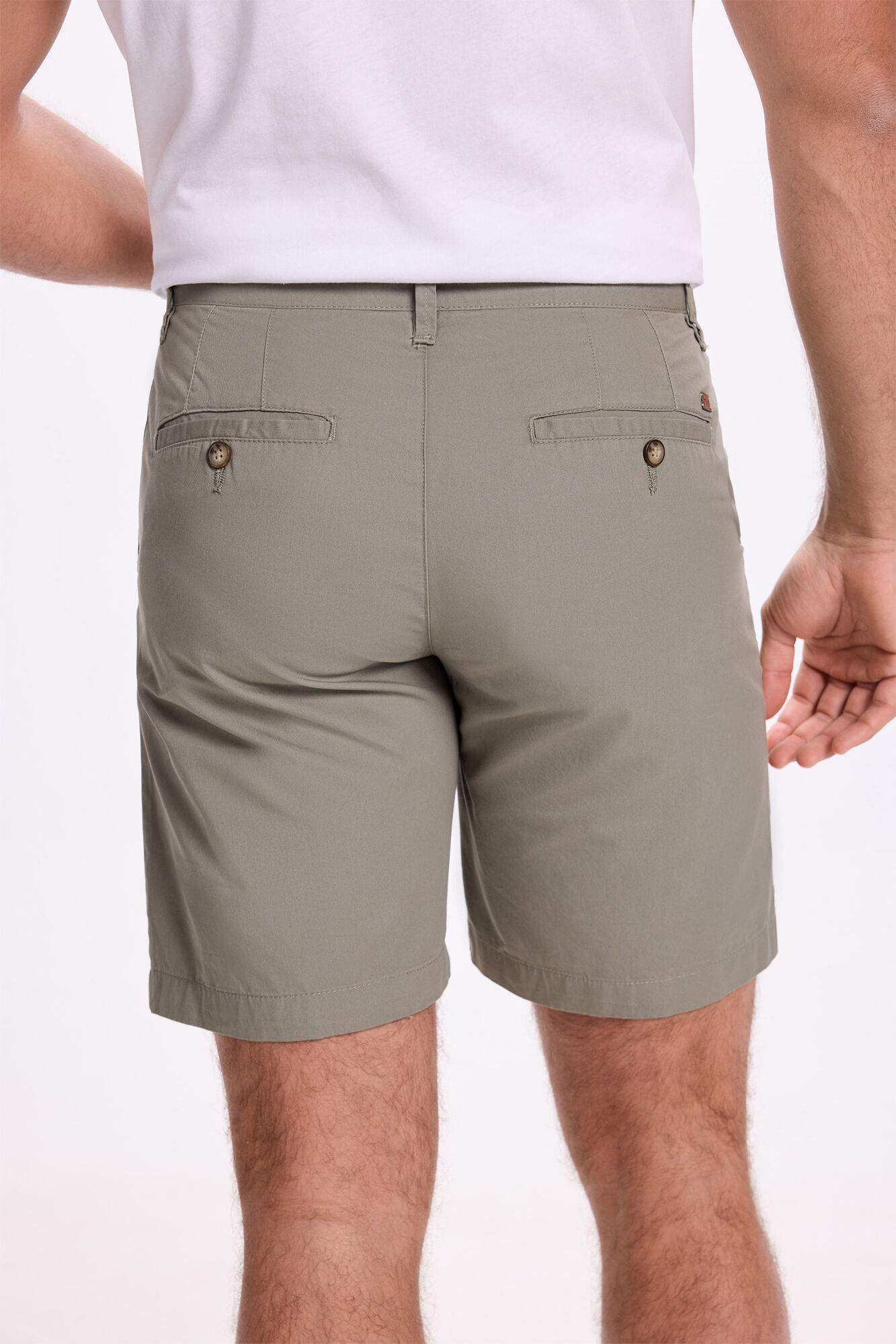 Milano Bermudas cl&aacute;sica de algod&oacute;n liso . Kaki Oscuro