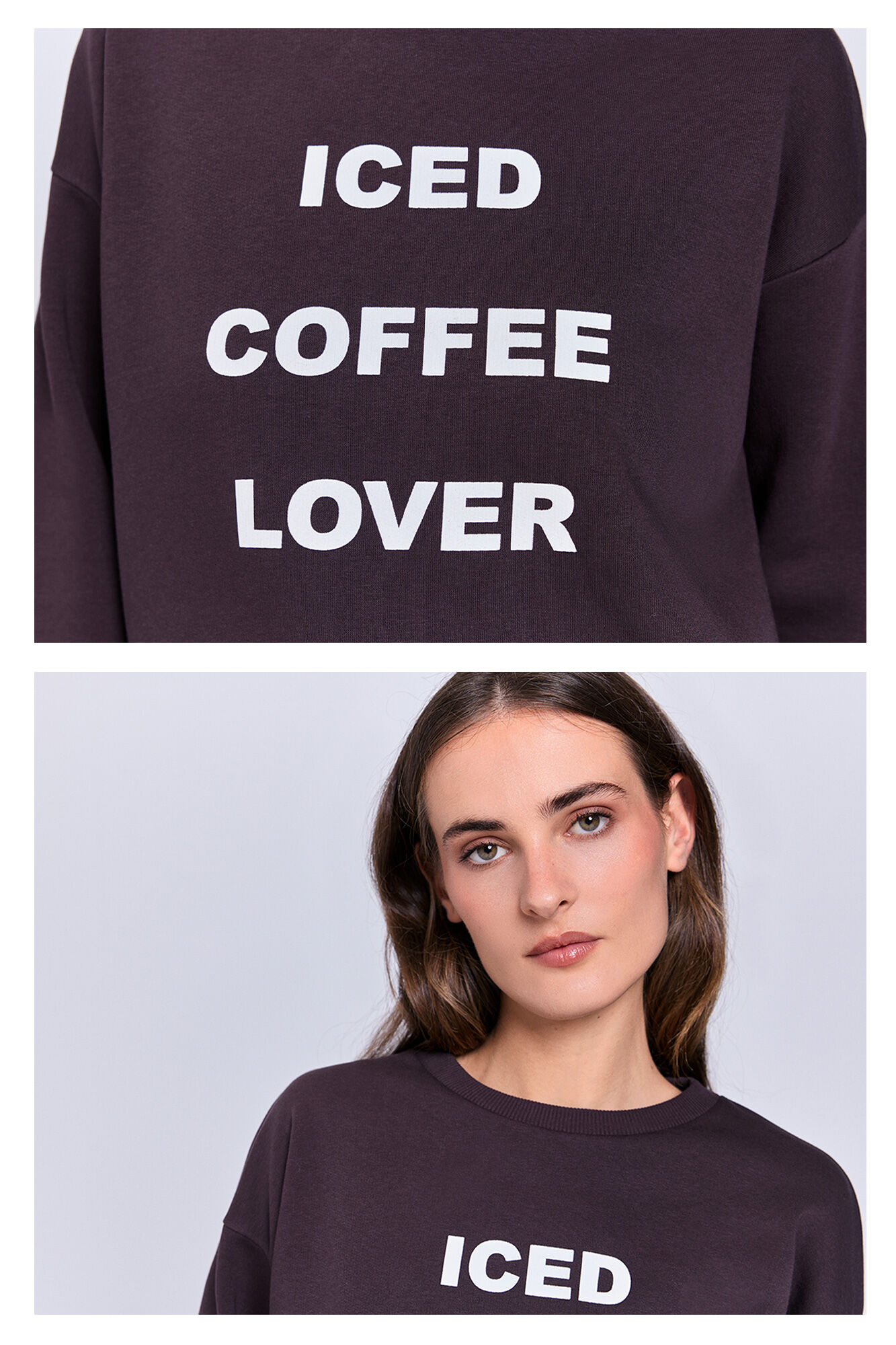 Milano Sudadera marr&oacute;n con texto
