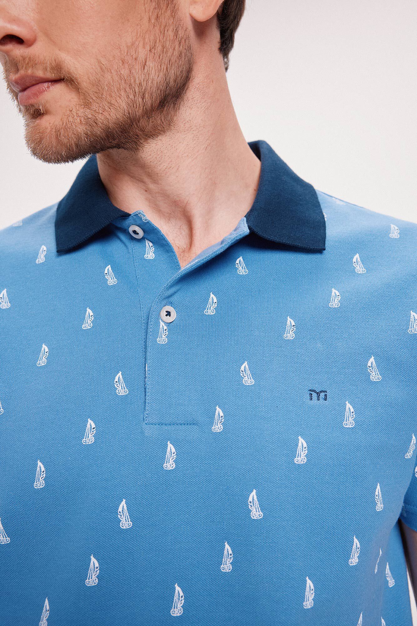 Milano Polo Estampado Azul Oscuro