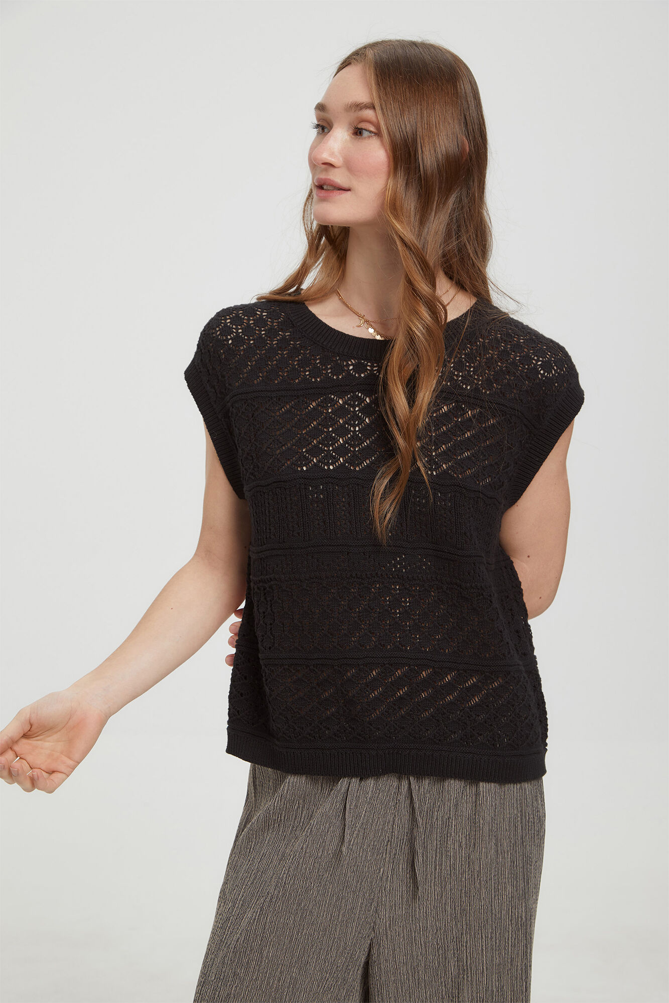 Milano Top chaleco crochet Negro